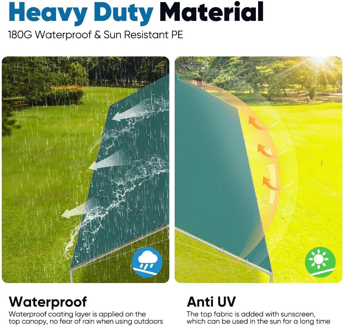 Quictent 10x15 ft Heavy Duty Car Canopy Galvanized Frame Carport Outdoor Party Tent Boat Shelter with 3 Reinforced Steel Cables - Green