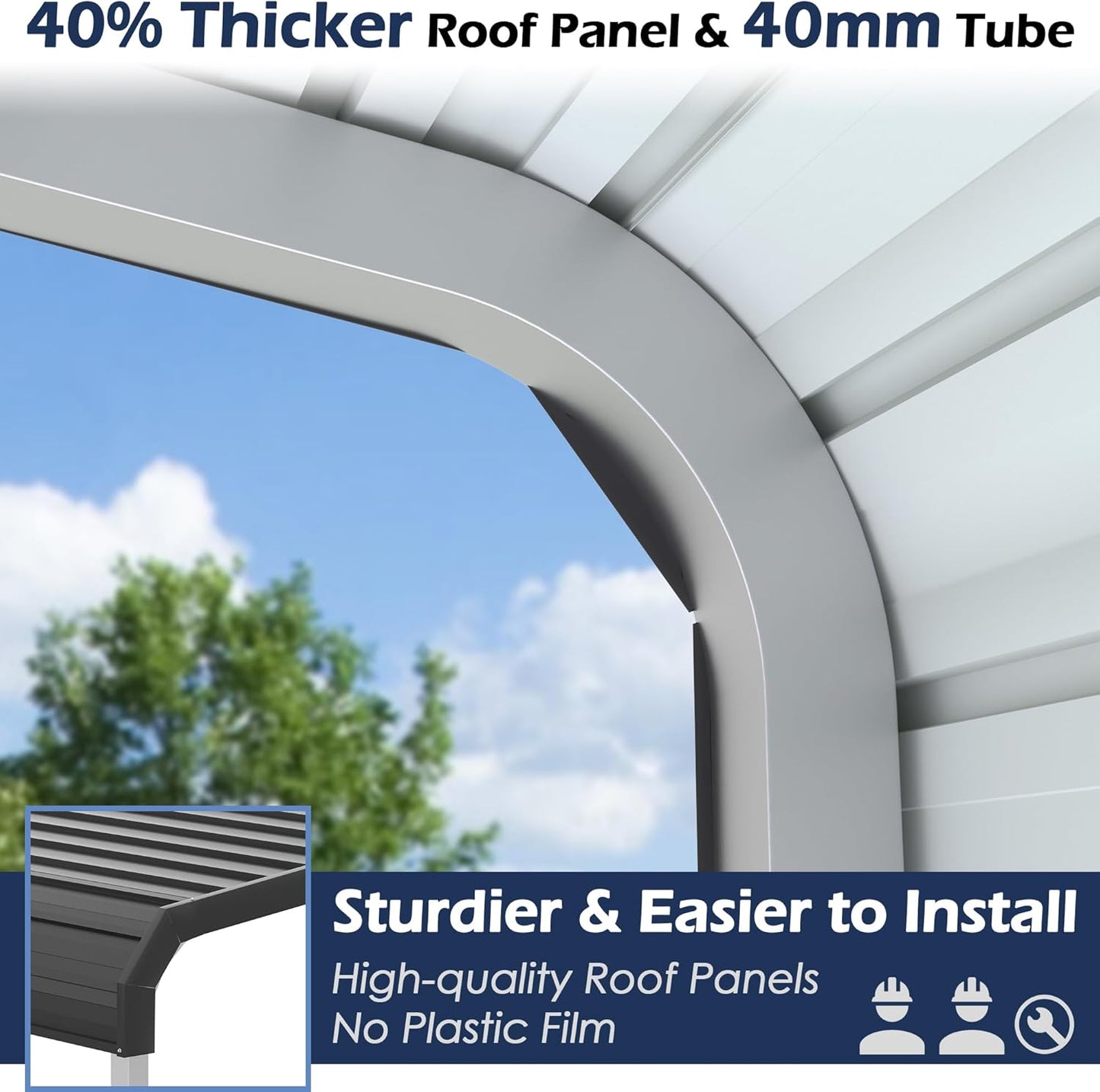 Xilingol Metal Carport, Heavy Duty Carport Canopy with Galvanized Steel Frame and Roof, Outdoor Storage Shed, Car Tent Garage Shelter for Pickup, Truck, Boat and Tractor, Grey (10x15 FT)