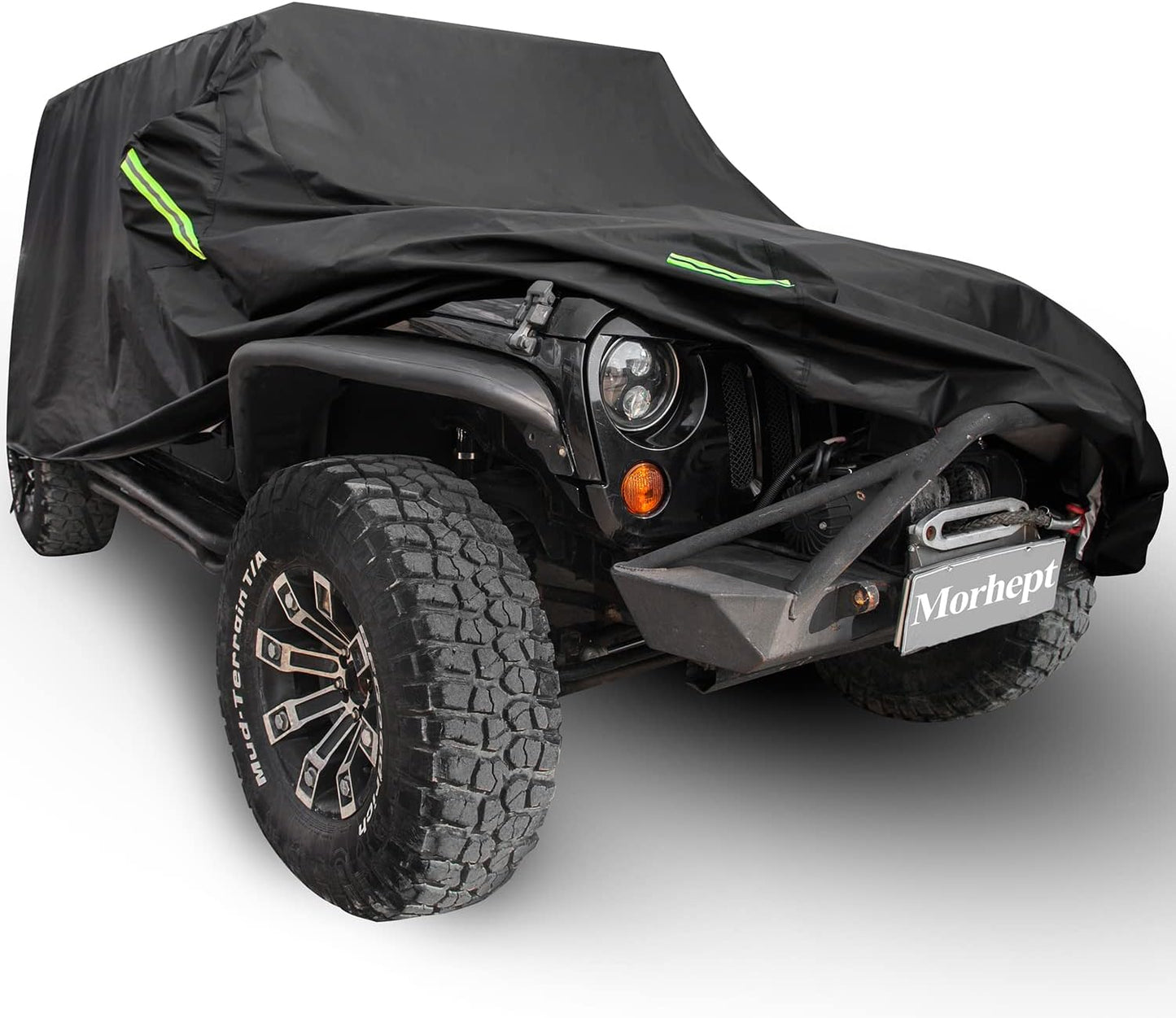 Waterproof Cover for Jeep Wrangler JK JL CJ YJ TJ 2 Door 1987-2023 Outdoor Sun Rain Wind Snow Protection Dustproof Covers with Driver Door Zipper Black