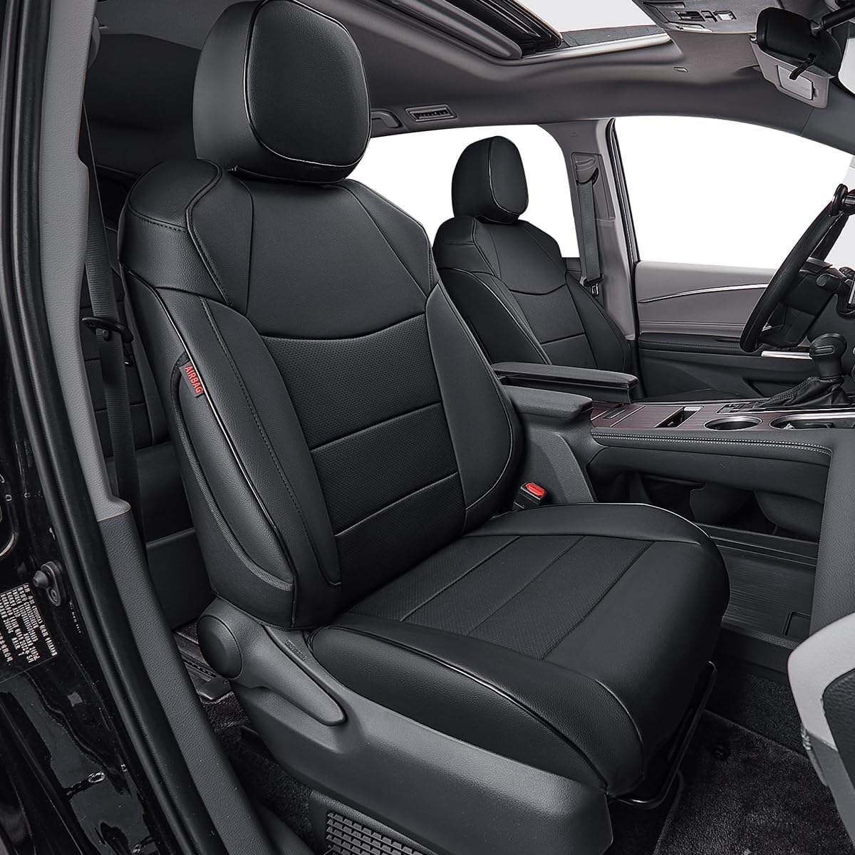 EKR Sienna Seat Covers for 2011-2020 Toyota Sienna L,LE,XLE,Limited,7 Seats,2nd Row Captain Seats W/NO Legrest,Waterproof Car Seat Cover Full Set,Car Seat Protectors- Three Row,Leather(Black)