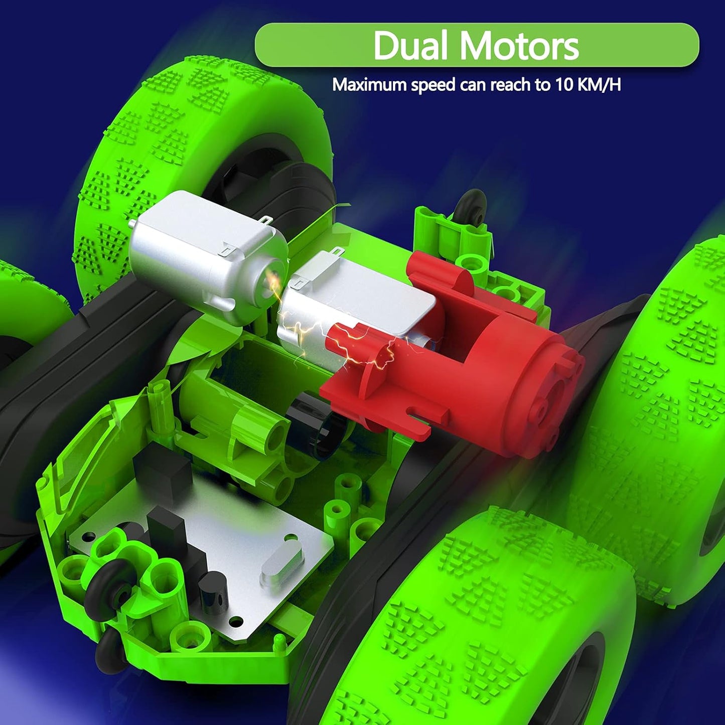 Remote Control Car, Double Sided 360°Rotating 4WD RC Cars with Headlights 2.4GHz Electric Race Stunt Toy Car Rechargeable Toy Cars for Boys Girls Birthday (Green)