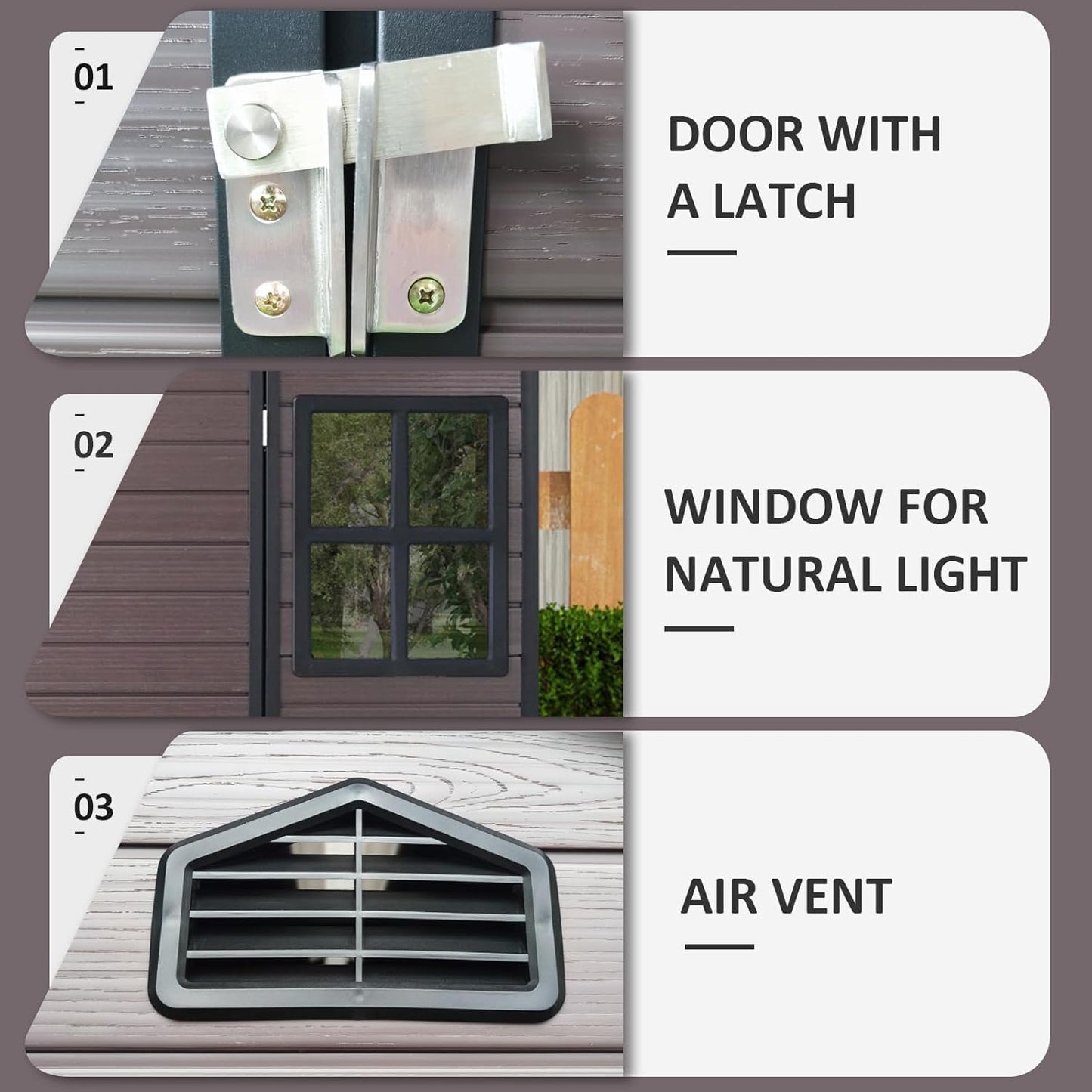 8x6 FT Outdoor Storage Shed, Resin Garden Shed with Thick Floor, Plastic Storage Shed with 2 Windows, Waterproof Outside Tool Shed with Lockable Hinged Doors for Backyard, Patio, Lawn, Brown