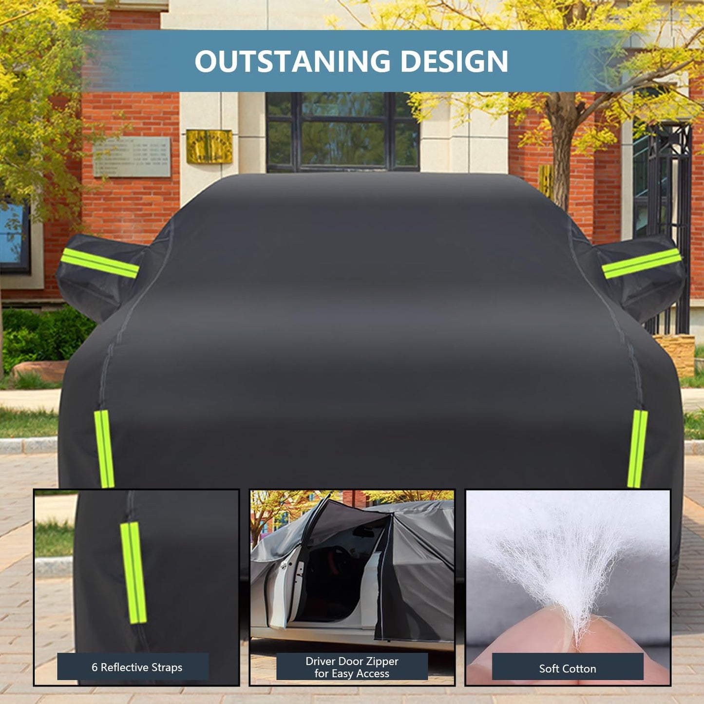 Heavy Duty Waterproof Car Cover Fit for Jeep 2009-2025 Wrangler 4 Dr,Tear & UV Resistant, Outdoor Indoor Full Car Cover with Storage Bag, Windproof Sun Rain UV Dust Snow Protection, Black