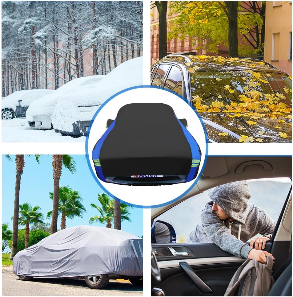 Avecrew Car Cover for Tesla Model Y, Custom Fit Full Exterior Cover with Charging Port and Breathable Ventilation Mesh, Waterproof All Weather Outdoor Rain Snow Sun Protection Cover