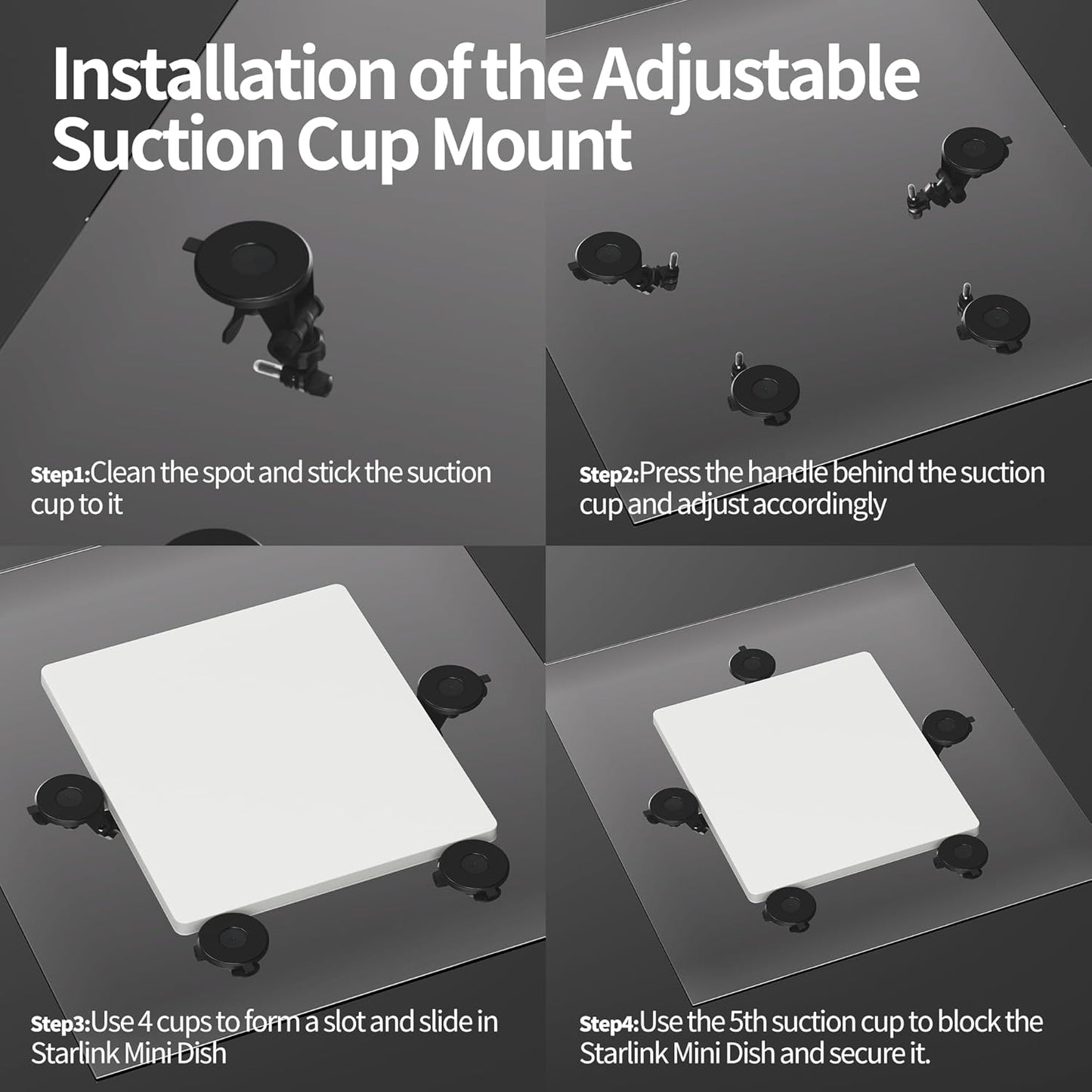 Starlink Mini Suction Cup Mount, Sunroof Mount for Starlink Mini, Car/Window Roof Mounting Kit Accessories