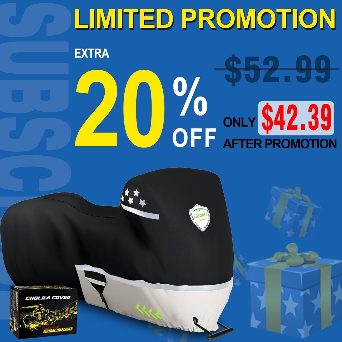 CholilaCover Motorcycle Cover for Touring Models - 600D Harley Davidson Motorcycle Cover Nightster, Sportster, Fat Boy - Waterproof Outdoor Storage - Black+Gray