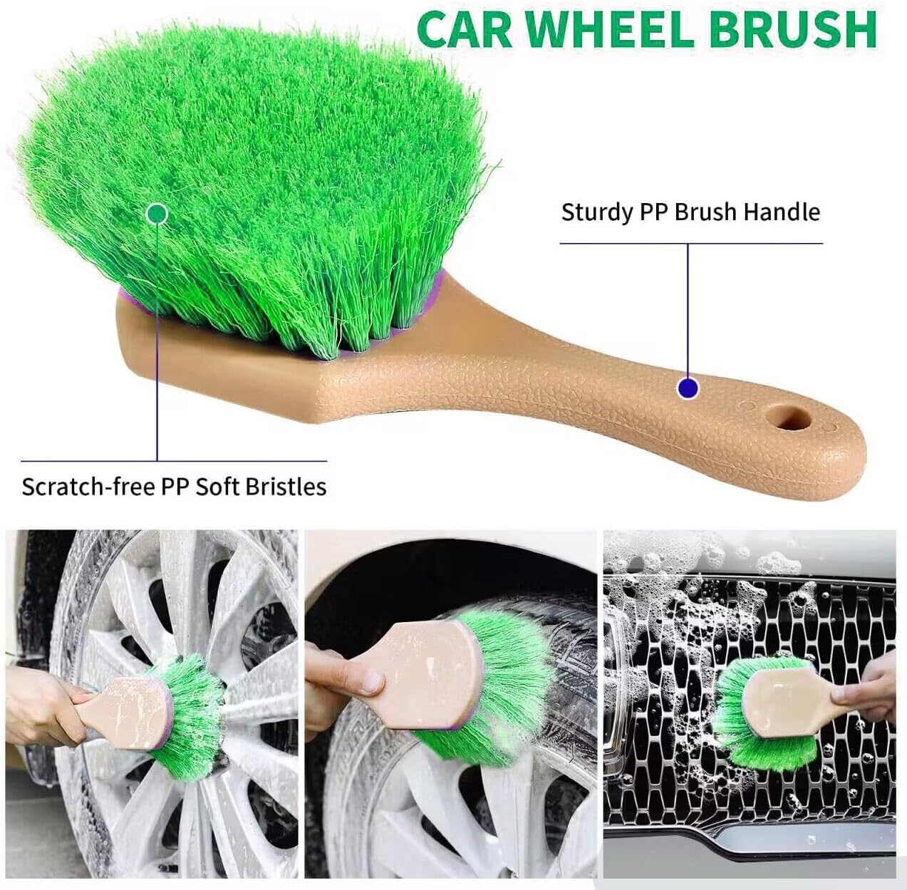 62'' Car Wash Brush with Long Handle, Soft Bristle Scratch-Free Car Wash Cleaning Detailing Brush Kit Wash Mitt Towel Windshield Squeegee Wheel Tire Brush for Car SUV Truck RV Cleaning