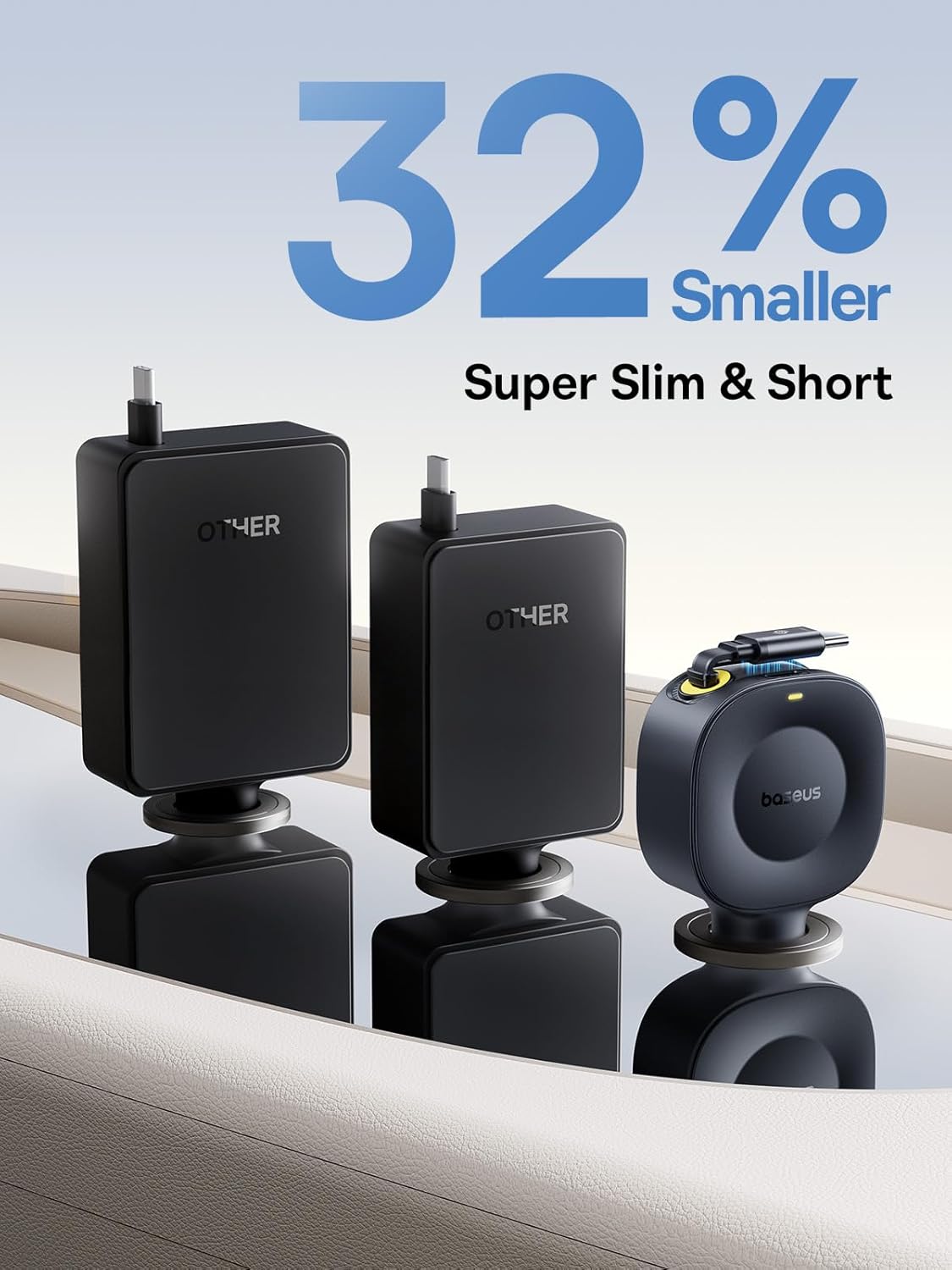 Baseus Ultra-Mini Retractable Car Charger USB C, 60W Fast Charging Car Charger with Retractable USB C Cable for iPhone 16 15 14 Pro Max, Samsung Galaxy S25 Ultra, Android, iPad, AirPods