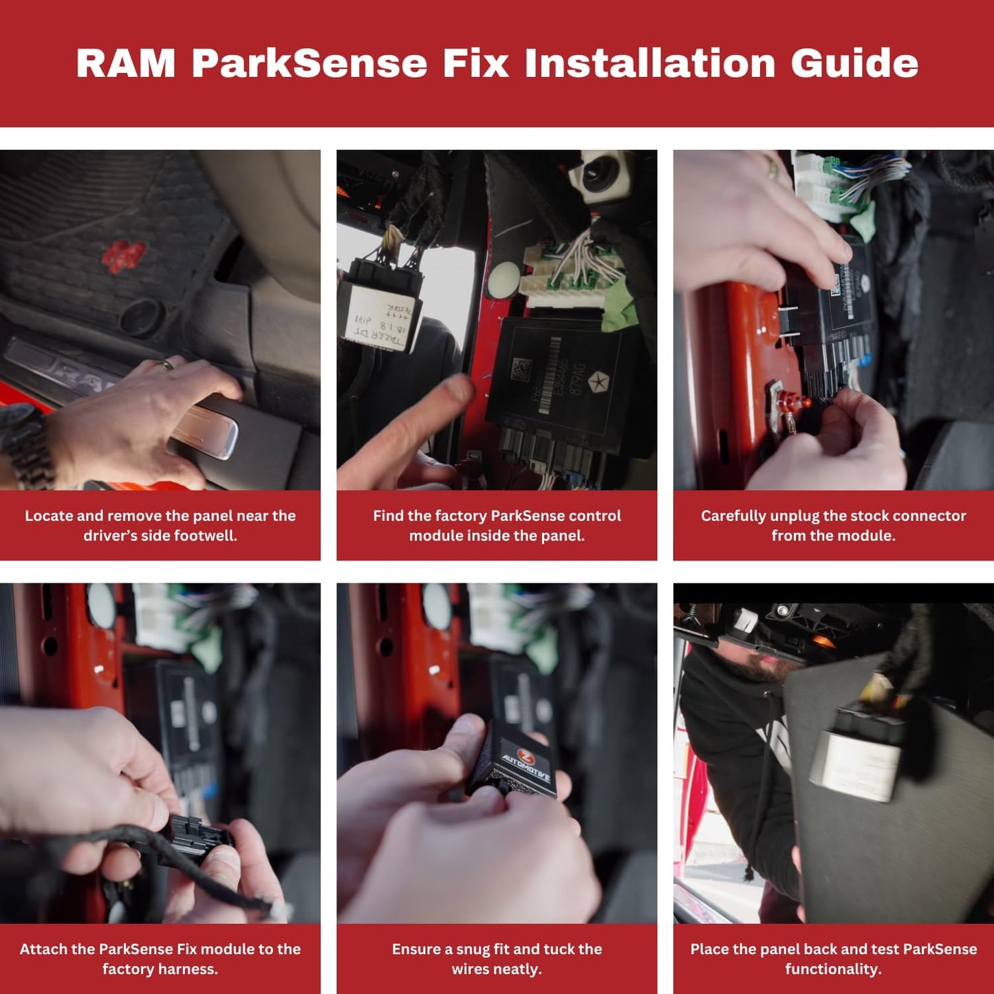 Z Automotive RAM ParkSense Fix for 2021+ Ram 1500 DT/TRX – Restores ParkSense Functionality with Larger Tires – Easy 2-Minute Plug-and-Play Installation – No Permanent Modifications