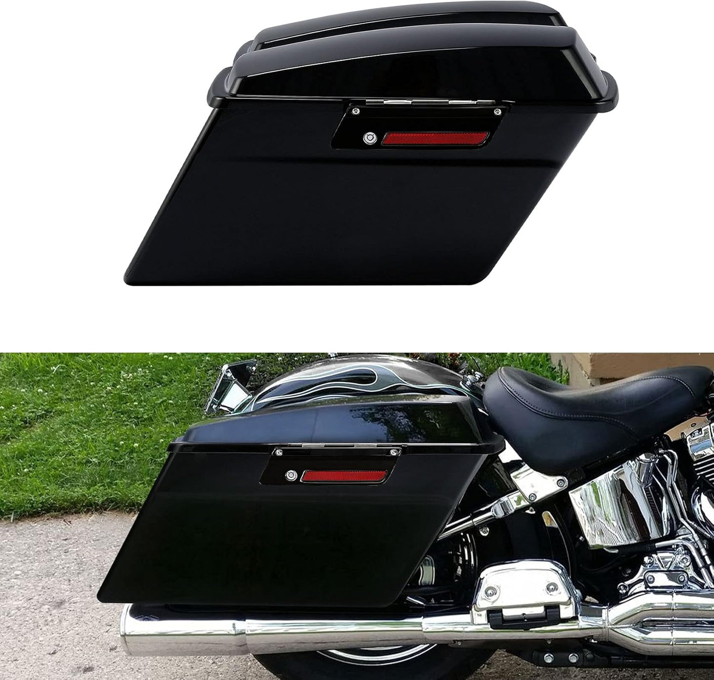 XFMT Motorcycle Vivid Black Hard Saddlebags Saddle Bags Trunk W/Lids & Black Latches For Harley Touring Road King Street Glide Road Glide Electra Glide 1994-2013