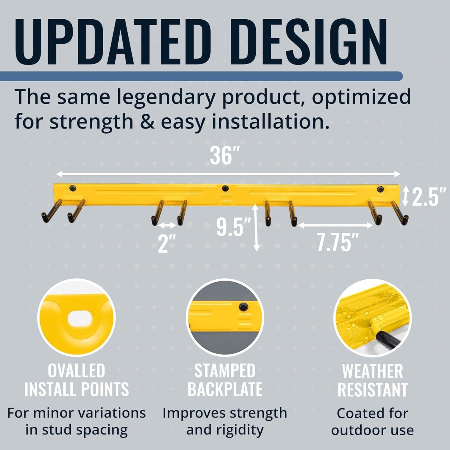 StoreYourBoard Wall-Mounted Rack With 4 Garage Hooks – Heavy-Duty Steel Holder Garage & Garden Storage for Shed, Workshop, or Home Organization – For Rakes, Shovels, Tools & More – 1 Pack, Tractor