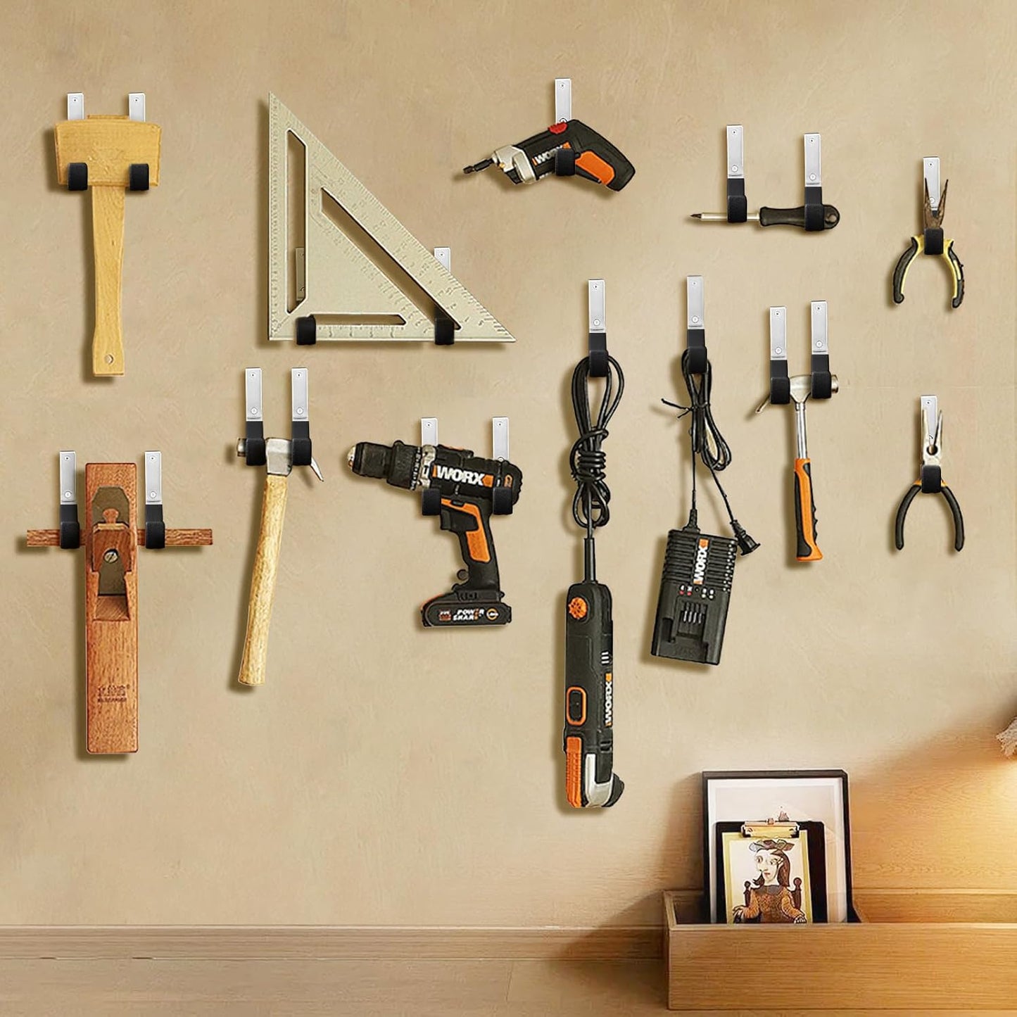 Heavy Duty Steel Garage Hooks,Garage Storage Utility Hooks,Heavy Duty Garage Garden Tool Organizer,Steel Wall Mount Hooks, Garden Hose Hanger, Small U Hooks (Black 6 Pack)