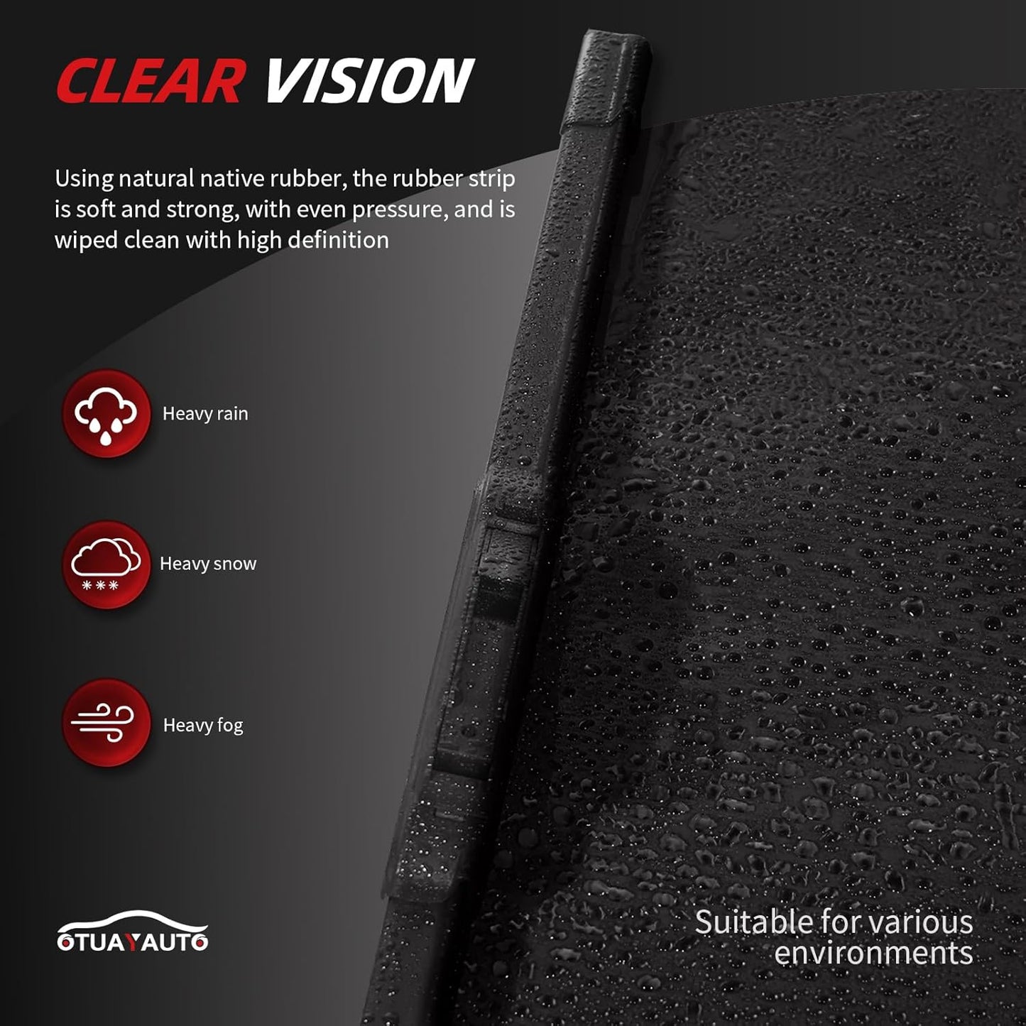 OTUAYAUTO Premium Windshield Wiper Blades - Replacement for Acura MDX 2014-2020 - Precision Fit, All-Weather Performance, Front and Rear Wiper Blades, J/U Hook - 26"+20"+14" (Pack of 3)