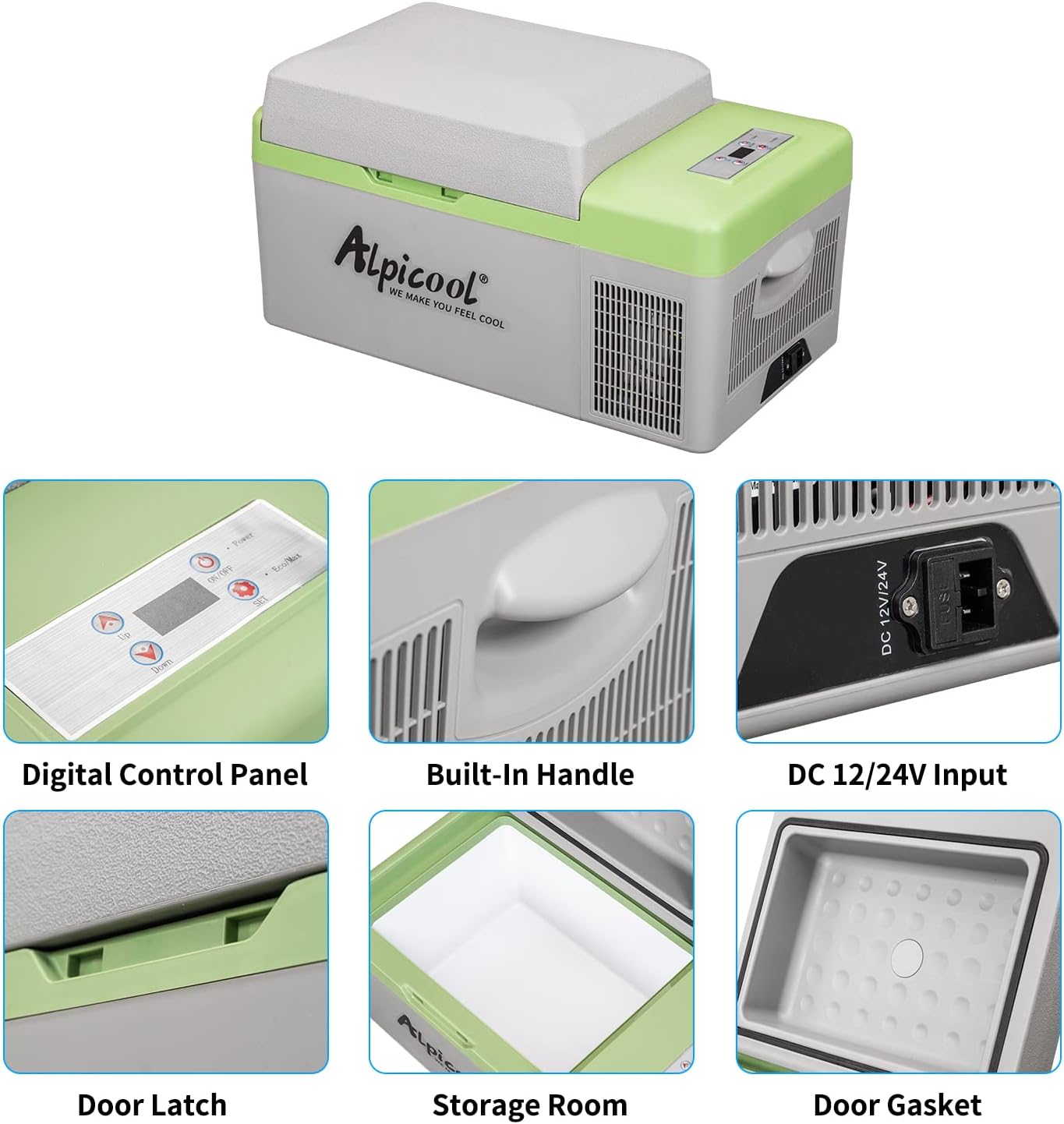Alpicool Portable Fridge 12 Volt Car Refrigerator 21 Quart Freezer for Fishing, Camping, RV, Truck, Boat-12/24V DC