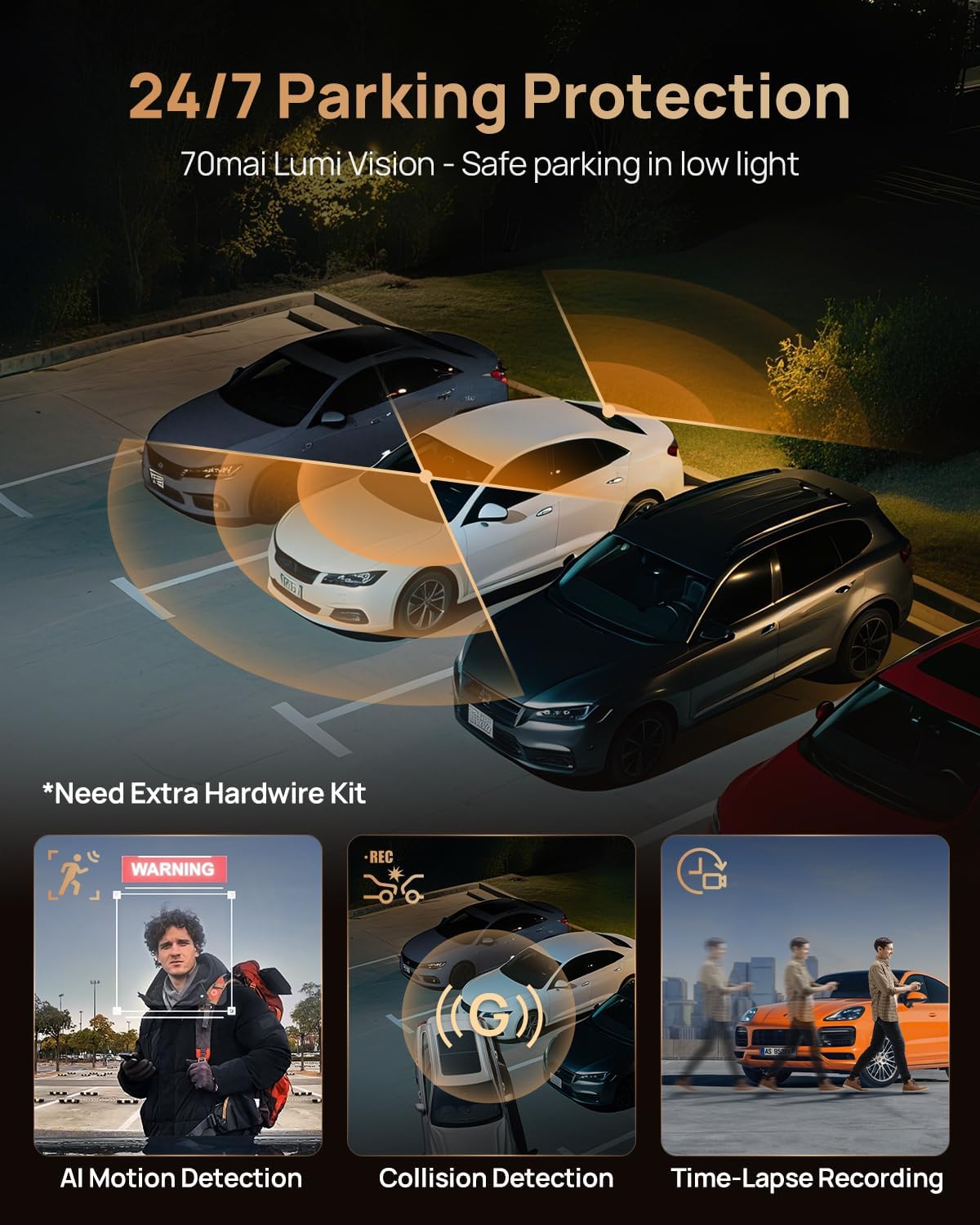 70mai 4K T800 3 Channel Dash Cam, Dash Cam Front and Rear Inside(2160P+2160P+1080P), STARVIS 2 IMX678, HDR Night Vision, Dash Camera for Cars with 512GB Card, WiFi 6, 4G LTE, ADAS, 24H Parking Mode