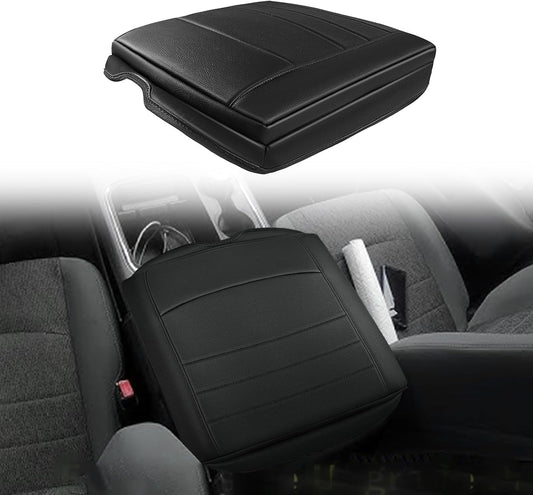 Muslogy Center Console Armrest Cover Compatible with Chevy Silverado/Tahoe & GMC Sierra/Yukon 2007-2013 Comfort Armrest Pad Arm Rest Cushion Vegan Leather Protector Regular Thick(Jump Seat ONLY)