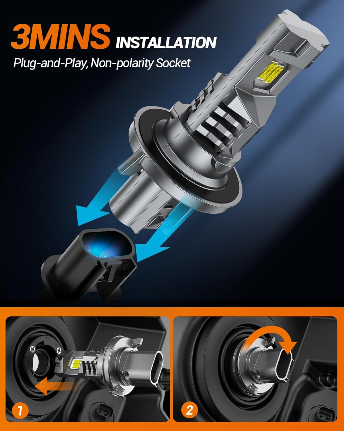 SEALIGHT H13 Fog Bulbs 1:1 Design, 50,000LM 800% Ultra-Bright 6500K Cool White 60000Hrs Lifespan Fog Light Bulbs, Pack of 2