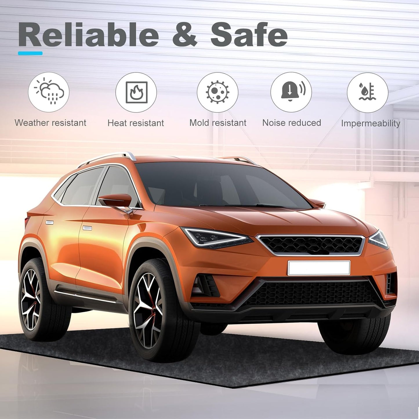 4.9 x 9.2 ft Garage Floor Mat for Under Car & Golf Cart, Oil Spill Mat to Protect Floor from Drips, Spills, Stains & Splashes - Garage Rugs for Garage, Shop & Parking