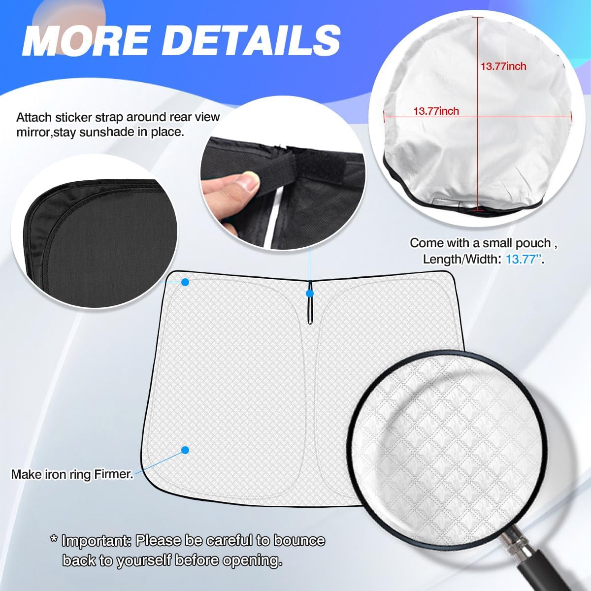 Windshield Sun Shade for 2022-2025 2026 Genesis GV70 Accessories Thicken 6-Layer Front Window Sunshade Cover Sun Visor Protector Foldable Block UV Rays Keep Vehicle Cool