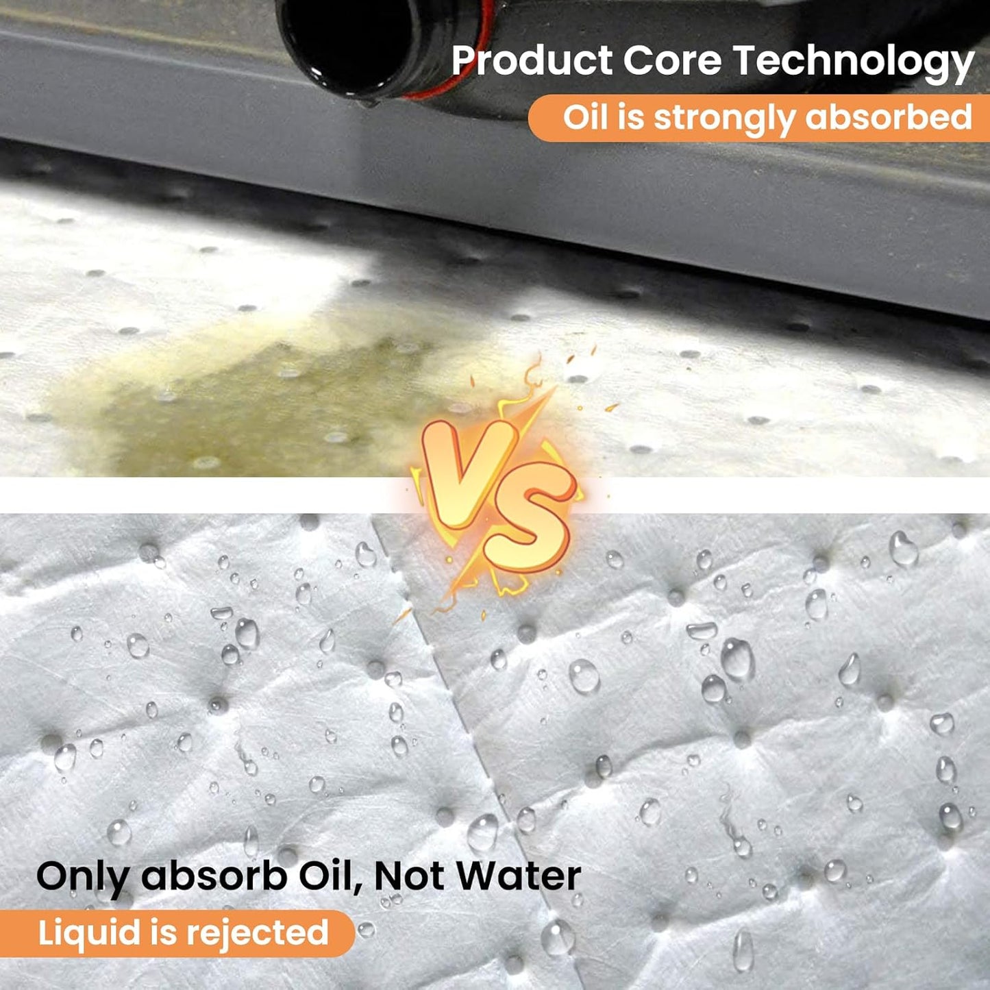 Smaafit Oil-Only Absorbent Pads 17.5" x 13.5" Heavyweight Oil Absorbing Mats, 50pcs White Oil Absorbent Mat Pads for Absorbing Protecting Home Garage Basement, 24oz/Pad