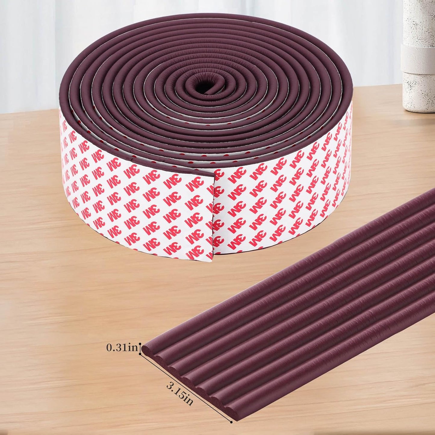 Corner Protector for Baby, Widen Edge Protector with Adhesive Backing, Baby Proofing Edge Corner Protectors Self Adhesive Furniture Corner Guard Bumper for Table, Desk, Fireplace (Brown, 16.4ft)