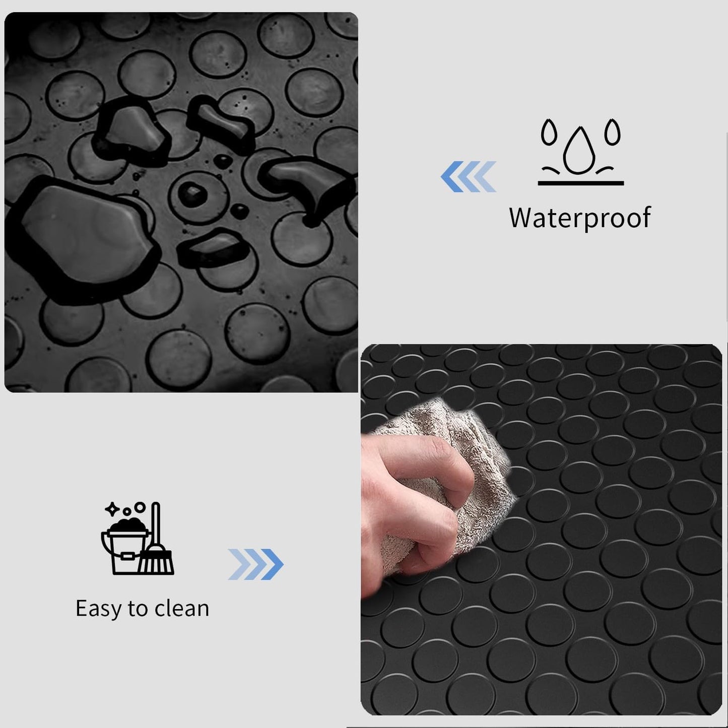 Premium Garage Floor Mat, Commercial Grade Heavy Duty Parking Mat for Garage Floor, Golf Cart Parking, Water/Stain Resistant Floor Runner (Black Coin, 2 Rolls x 4 x 6.5 Feet)