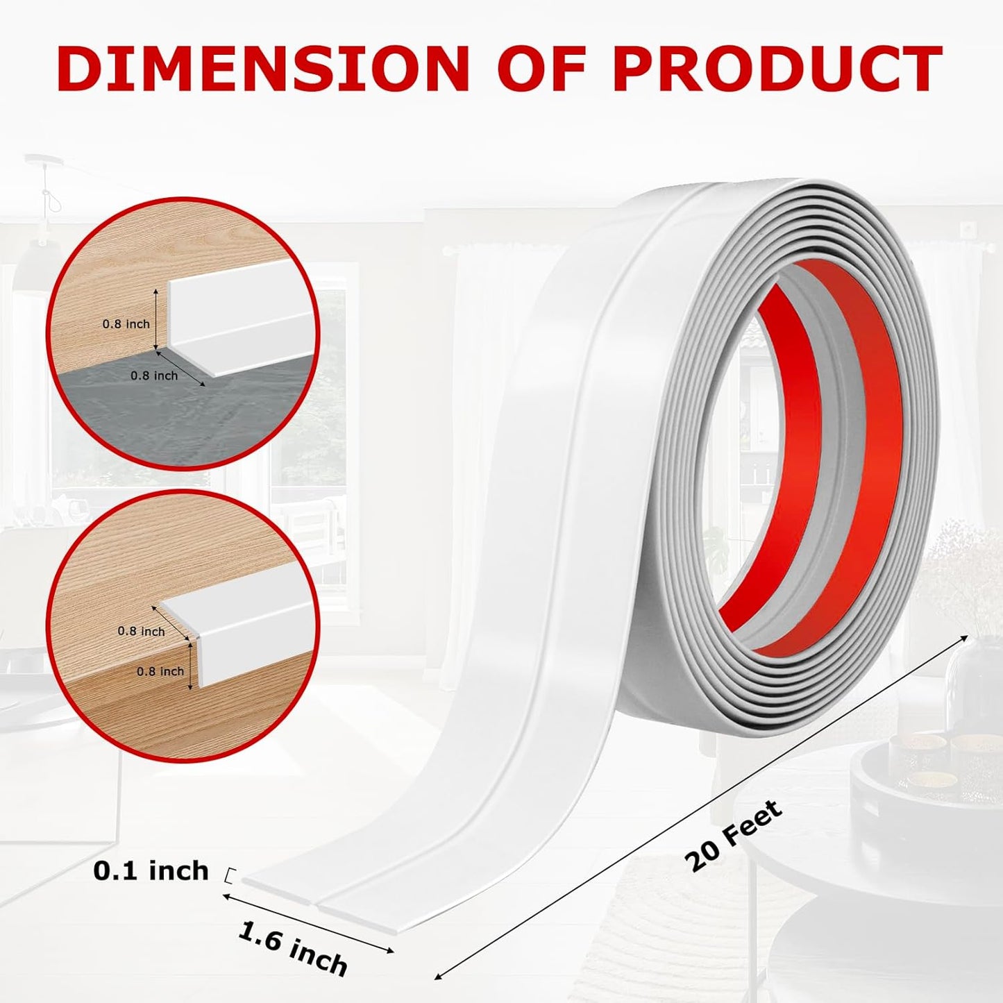 Flexible Wall Corner Protector Moulding Trim Peel and Stick Wall Corner Guards Edge Protector Self Adhesive Molding Trim Strip for Edge Ceiling (White, 1.6 in x 20 Ft)