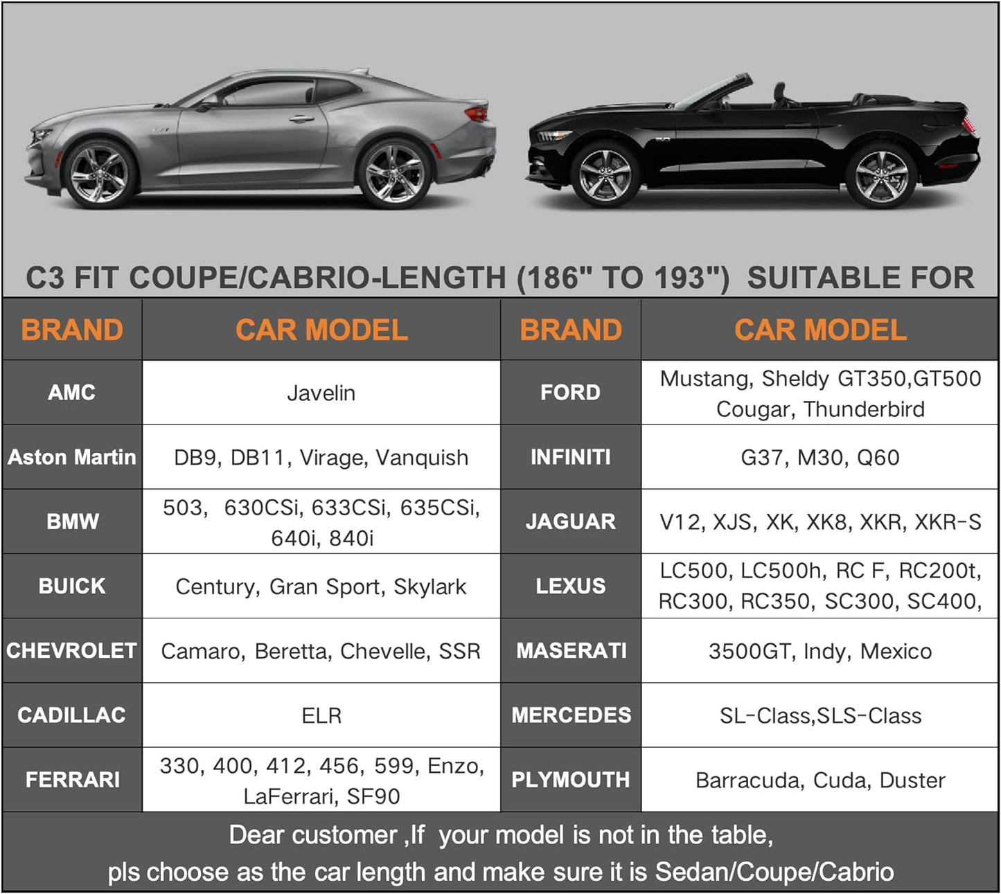 Kayme 6 Layers Car Cover Waterproof All Weather for Automobiles, Outdoor Full Cover Sun UV Snow Protection, Universal Fit for Ford Shelby, Chevy Camaro/Corvette, Lexus RC LC, Etc. (186-193 inch).