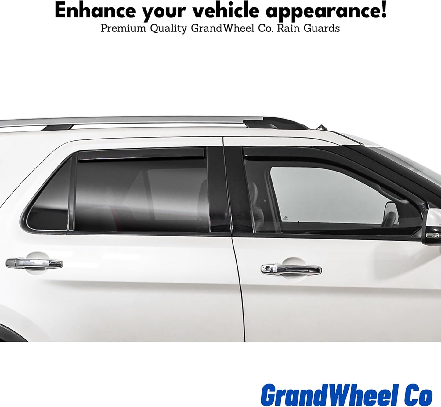 GrandWheel Co Smoke Tinted in-Channel Side Window Vent Visor Deflectors Rain Guards Compatible with Dodge Ram 1500 2019-2025 Quad Cab - 4pcs. GW0949
