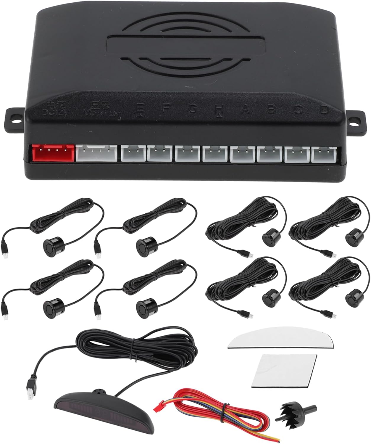 Motoforti Universal Car Auto Vehicle Reverse Backup Radar System Reverse Parking Sensors Alarm Buzzer Reminder Distance Detection Black 8 Parking Sensors