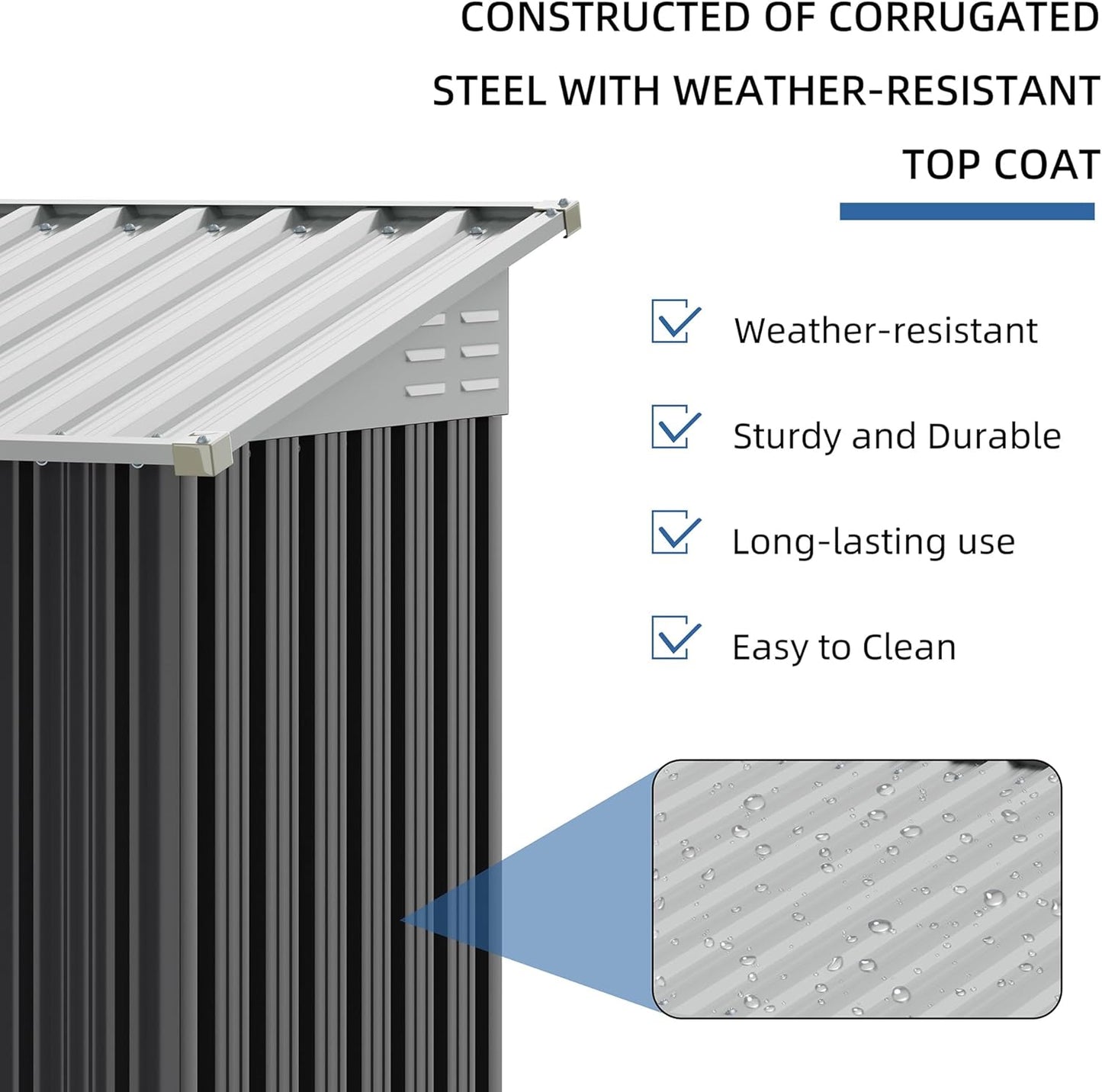 JY QAQA 6x4 FT Metal Outdoor Garden Storage Shed, Waterproof Metal Garden Sheds with Window and Lockable Double Door, Weather Resistant Steel Tool Storage House Shed for Patio,Lawn