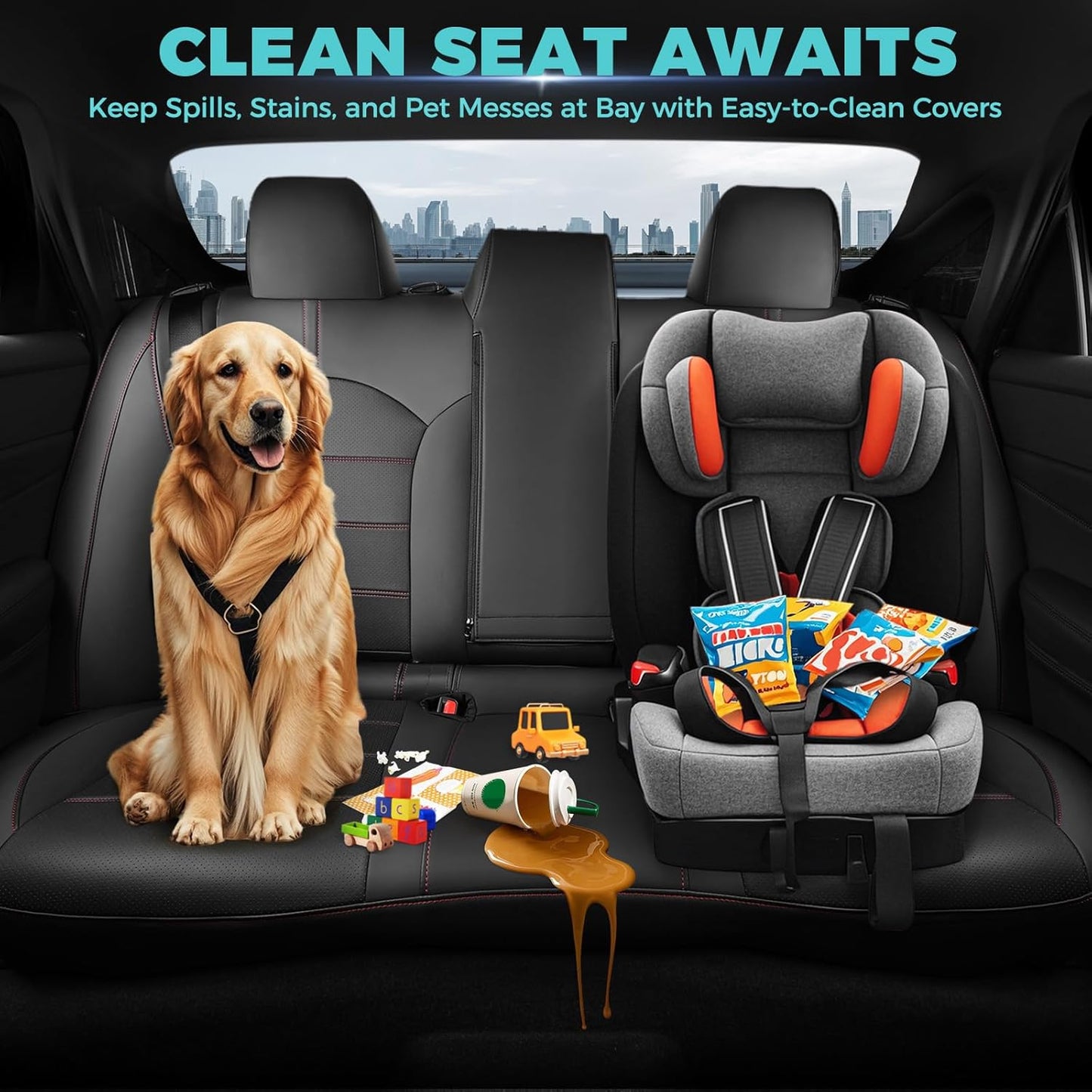 for Toyota Camry Seat Covers XLE XSE V6 2018 2019 2020 2021 2022 2023 2024 - Waterproof Breathable Leather Seat Covers for Cars, Custom Fit Car Seat Covers Full Set, Black Red Not for Hybrid