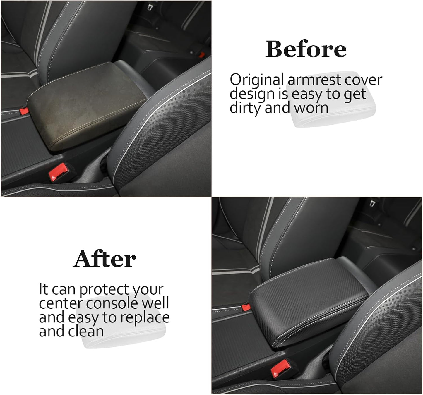 SKTU for 2020-2024 Volkswagen Golf Center Console Cover 2023 2024 Golf Armrest Cover Volkswagen Golf 2023 2024 Accessories 2023 2024 Golf Seat Box Cover 2023 Golf Center Console Cushion (Gray Line)