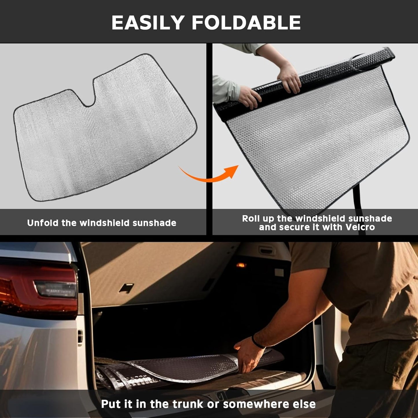 Windshield Sun Shade for Volvo XC90 2016-2025 - 5-Layer Bubble Foldable Front Window Shade Sun Visor Accessories - Blocks Heat & UV Rays