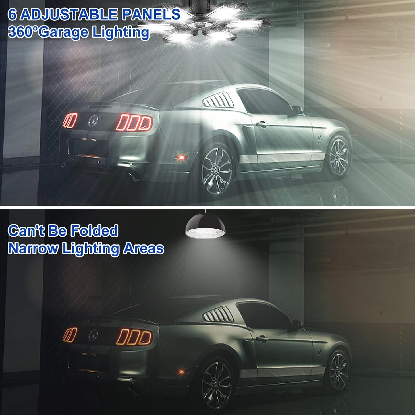 8 Pack 220W Garage Light Ceiling Led Deformable LED Shop Lights for Workshop E26 E27 Screw in Garage