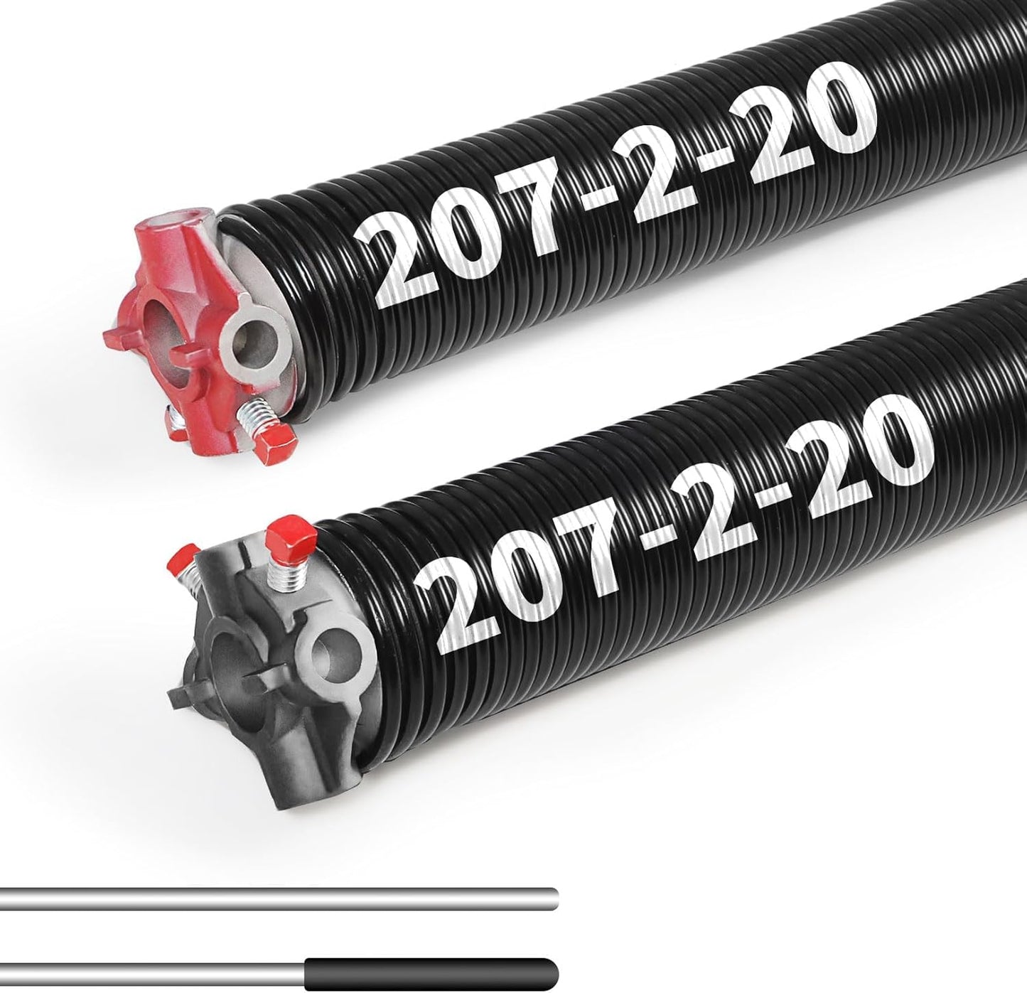 Pair of 2"Garage Door Torsion Springs Set with Non-Slip Winding Bars, Electrophoretic Coated (0.207X2"X20")