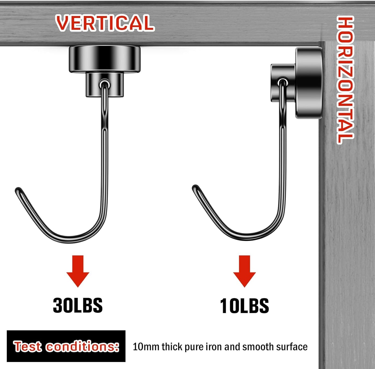 FINDMAG Magnetic Hooks, 30lbs+ Strong Magnetic Hooks for Cruise Cabins, Magnet Hooks Heavy Duty for Fridge, Swivel Swing Hooks for Kitchen, Grill, Garage, Cruise Ship Essentials 6 Pack (Black)