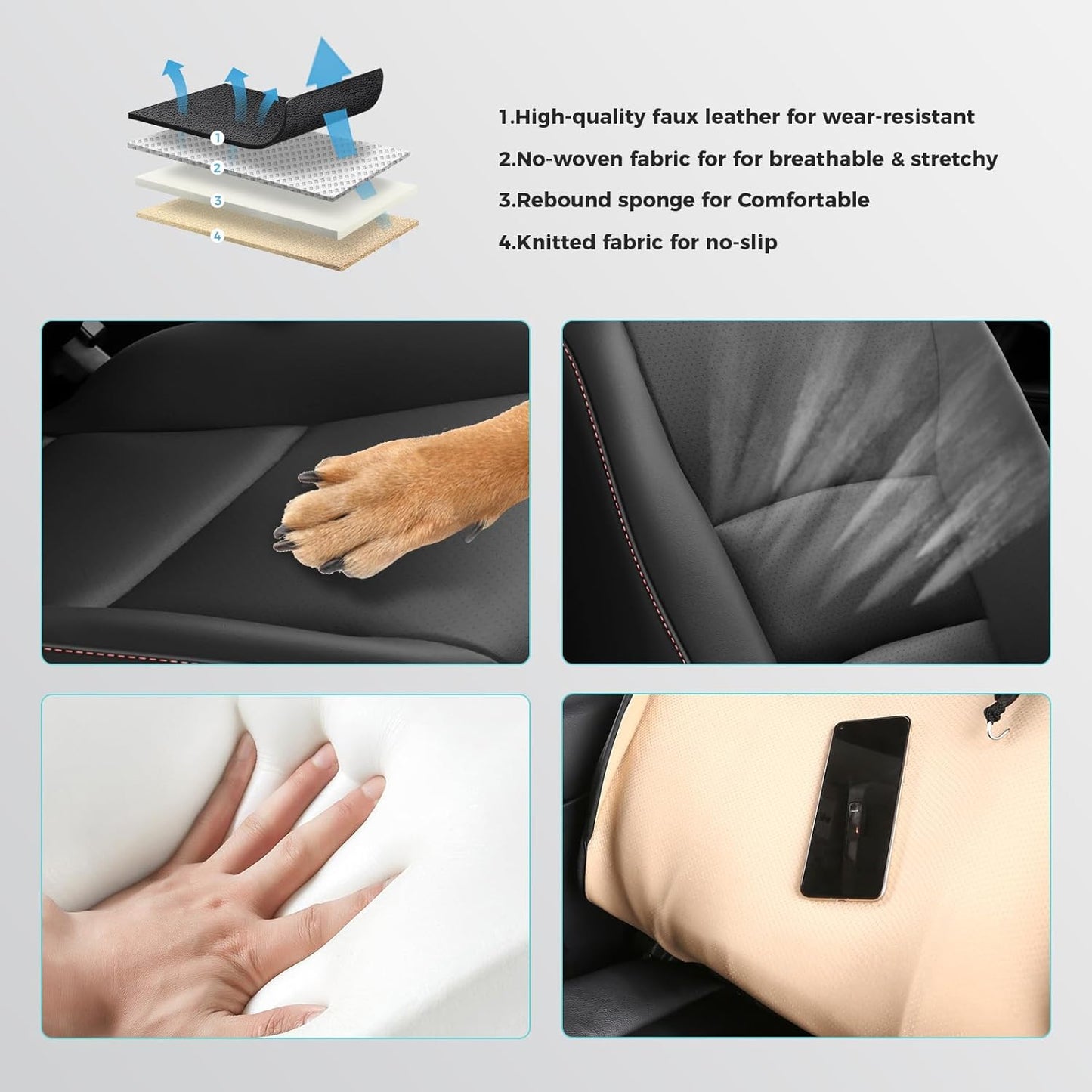 for Honda Pilot Seat Covers, Full Set Custom Car Seat Protectors Fit Pilot EX-L, Special Edition, Touring, Sport 2016 2017 2018 2019 2020 2021 2022 - 8 Seats, Full Coverage Waterproof, Black Red