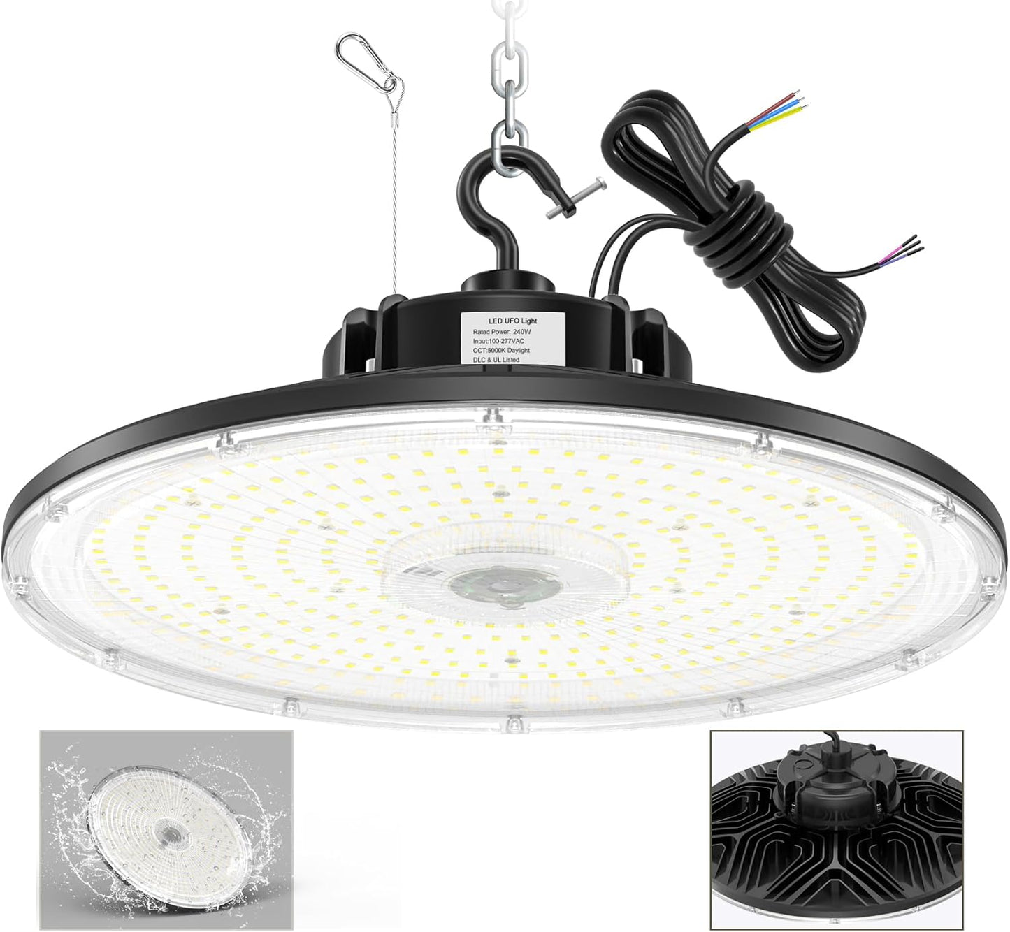 BBESTLED 150W LED UFO Baylight 21000 Lumens IP65 Waterproof Dimmable LED Work Bench Light for Workshop Gym Car Garage, Warehouse Light Low Bay Commercial Ceiling Lighting AC100-277V Input