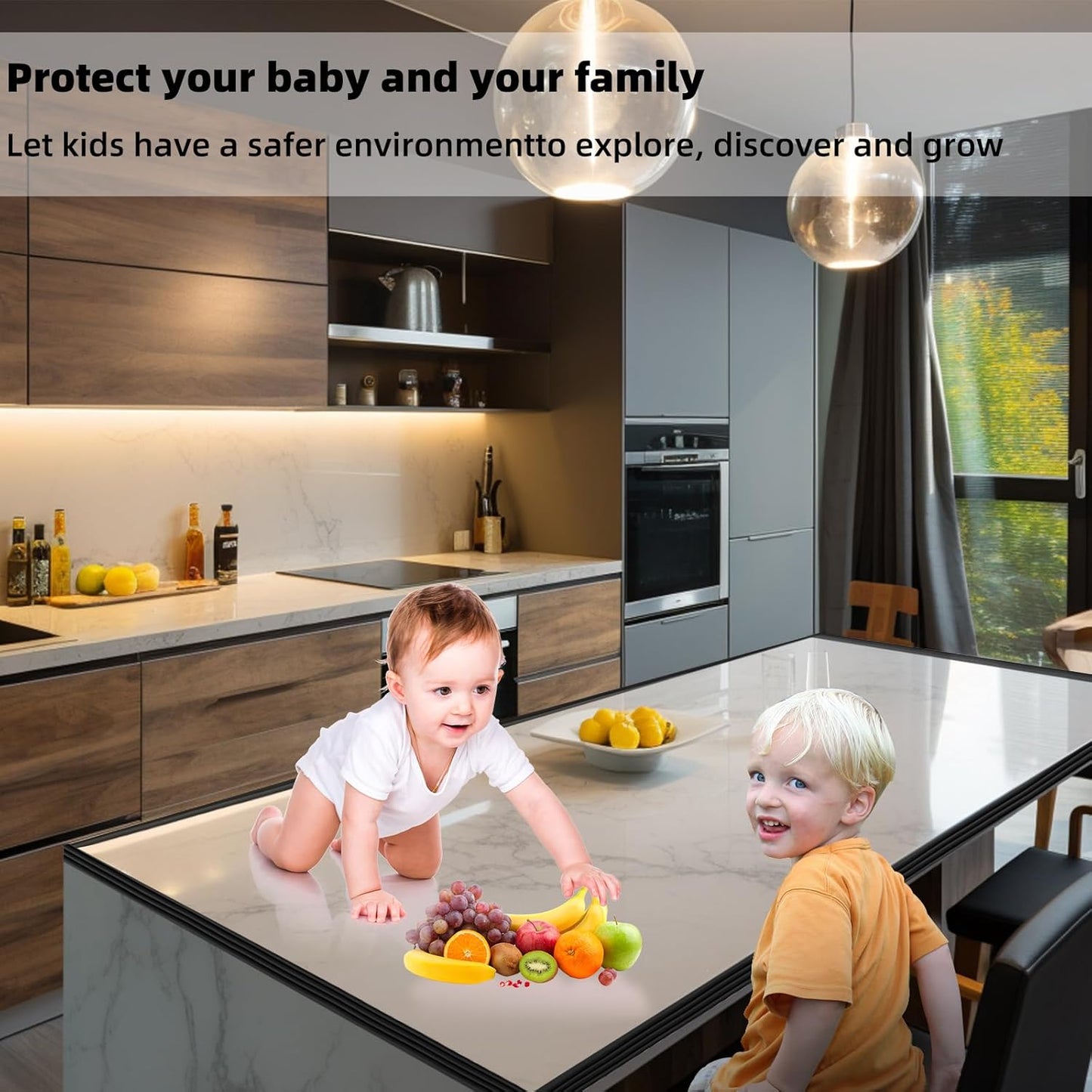 Corner Protector for Baby, Widen Edge Protector with Adhesive Backing, Baby Proofing Edge Corner Protectors Self Adhesive Furniture Corner Guard Bumper for Table, Desk, Fireplace (Black, 16.4ft)