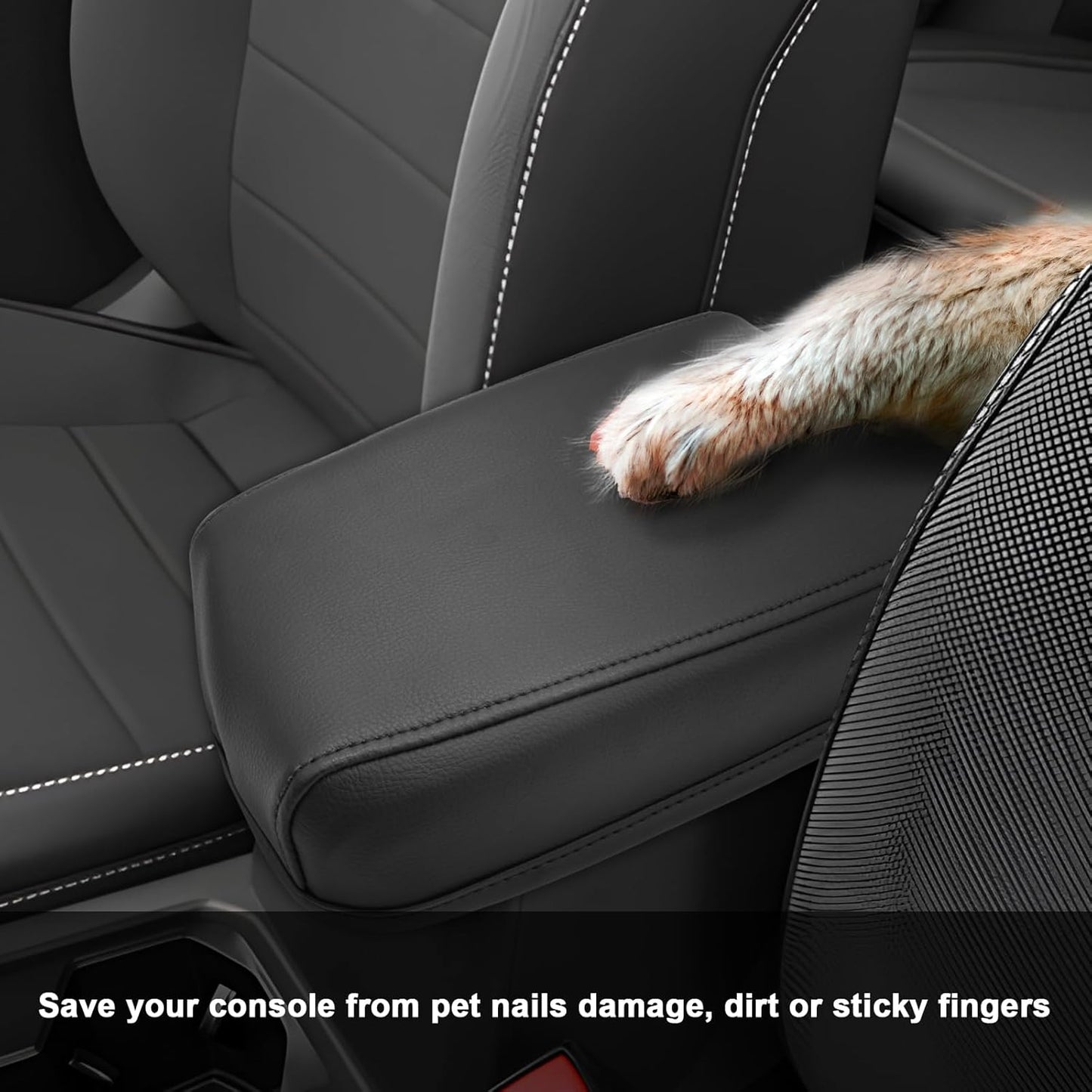 SXCY for 2024 VW Taos/Tiguan Armrest Cover for Volkswagen Taos/Tiguan 2024 Accessories 2022-2024 Taos/2018-2024 Tiguan Center Console Cover 2024 Taos Middle Console Cover (Thin Leather Cover)