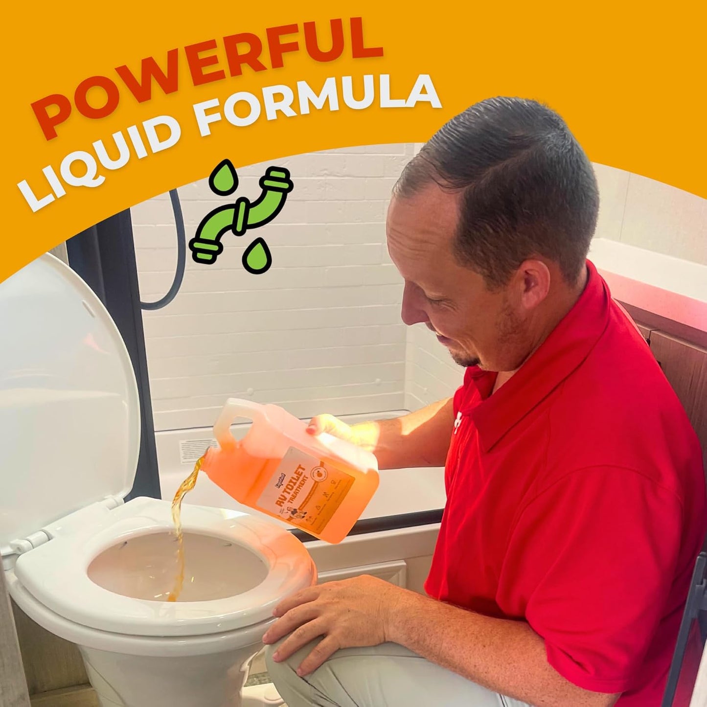 Liquified RV Toilet Treatment - Black Holding Tank Digester - Odor Eliminator - Orange Scent - Matts RV Reviews (Orange, 64oz)