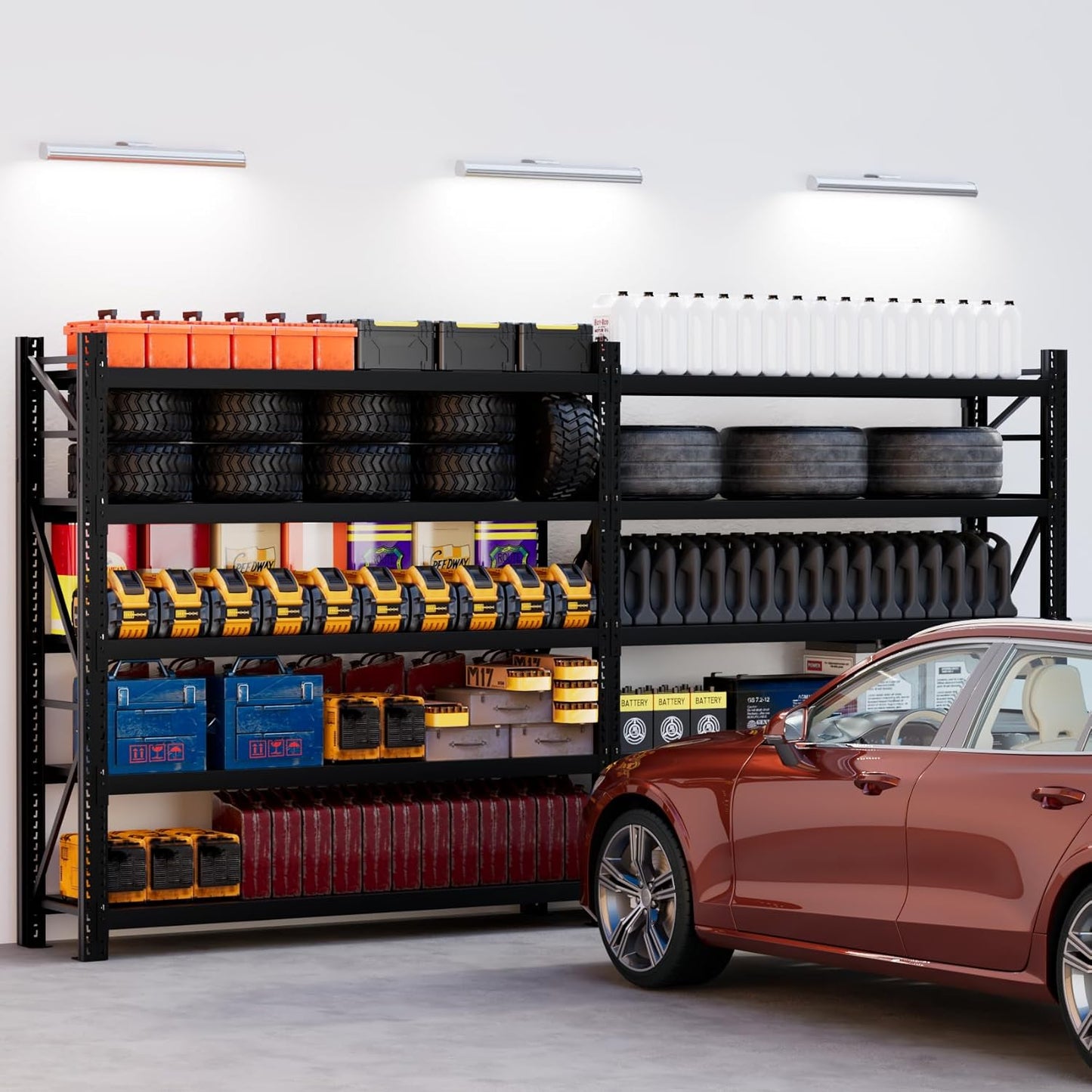 Garage Shelving Heavy Duty - 78.7" W Extra Large Metal Shelving Units and Storage for 8000lbs, 5tier Adjustable Basement Storage Industrial Shelves Pallet Racking Organizer（23.6" D *78.7" W * 98.4" H）