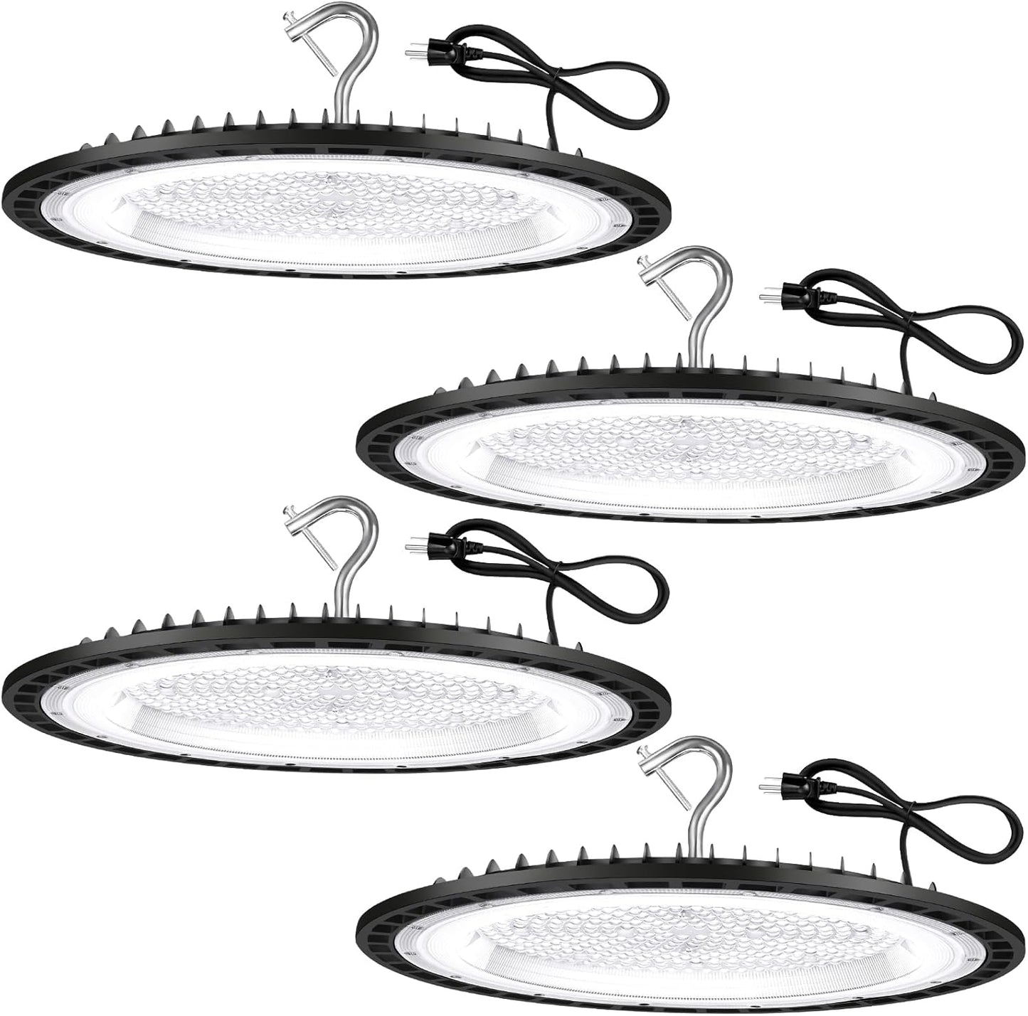 4 Pack 240W UFO Led High Bay Light Fixture,120VAC,40000LM,5000K Daylight Commercial Shop Bay Lighting,[1050W MH/HPS Equiv.] US Plug Area Lighting for Garage/Warehouse/Barn/Gym/Factory/Workshop