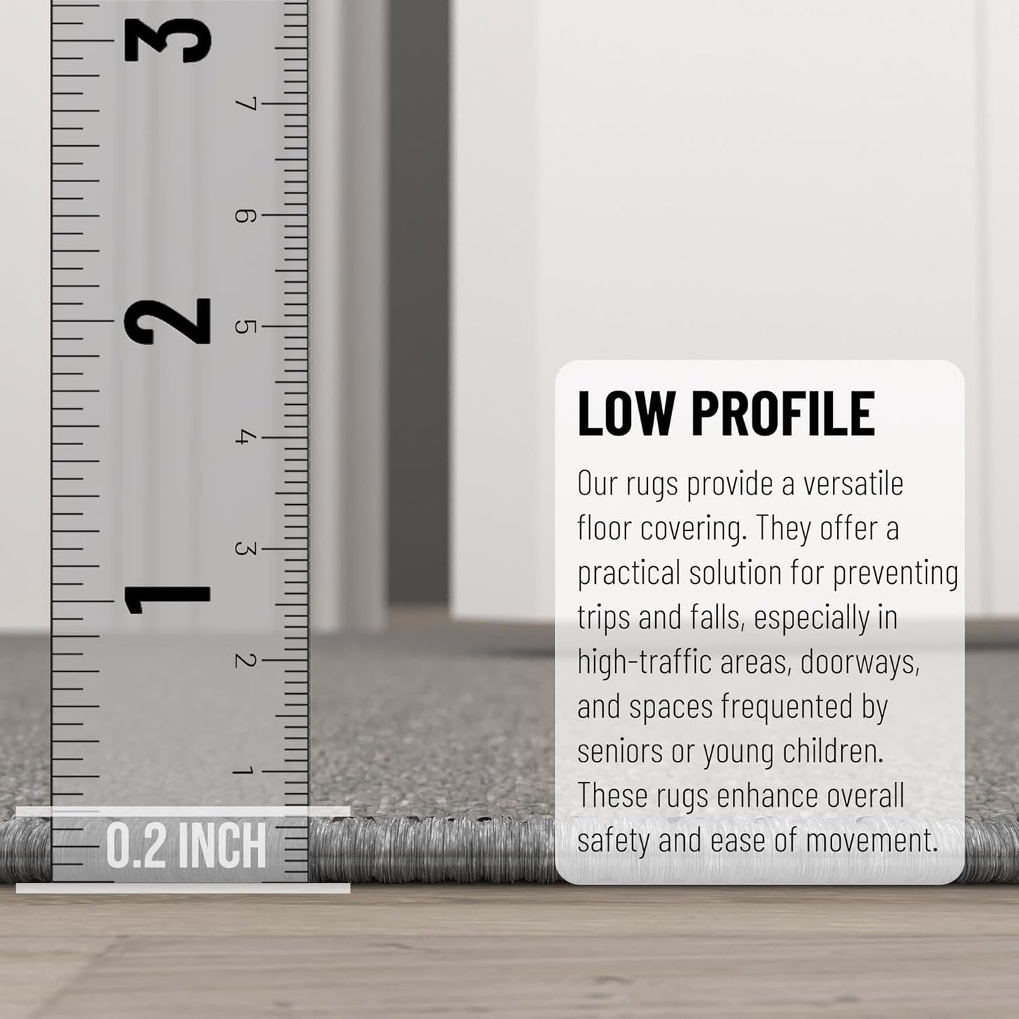 Ottomanson Rugs for Entryway 2'3" x 3' - 2 Pack Non Slip Solid Small Area Rugs Durable Front Door Mat Rug Stain Resistant Entrance Rugs for Bathroom Kitchen Bedroom & Living Room, Gray