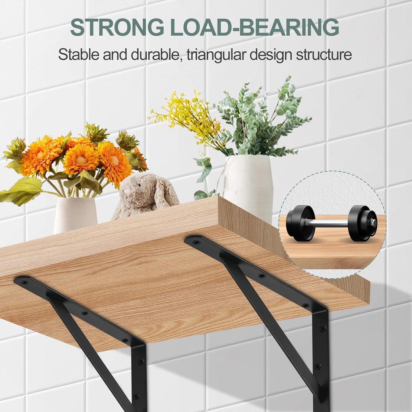 8 Pack L11 x H 8" Black Heavy Duty Shelf Brackets with Screws Metal Shelf Brackets Shelf Support Angle Brackets for Shelves L Brackets Heavy Duty Floating Shelf
