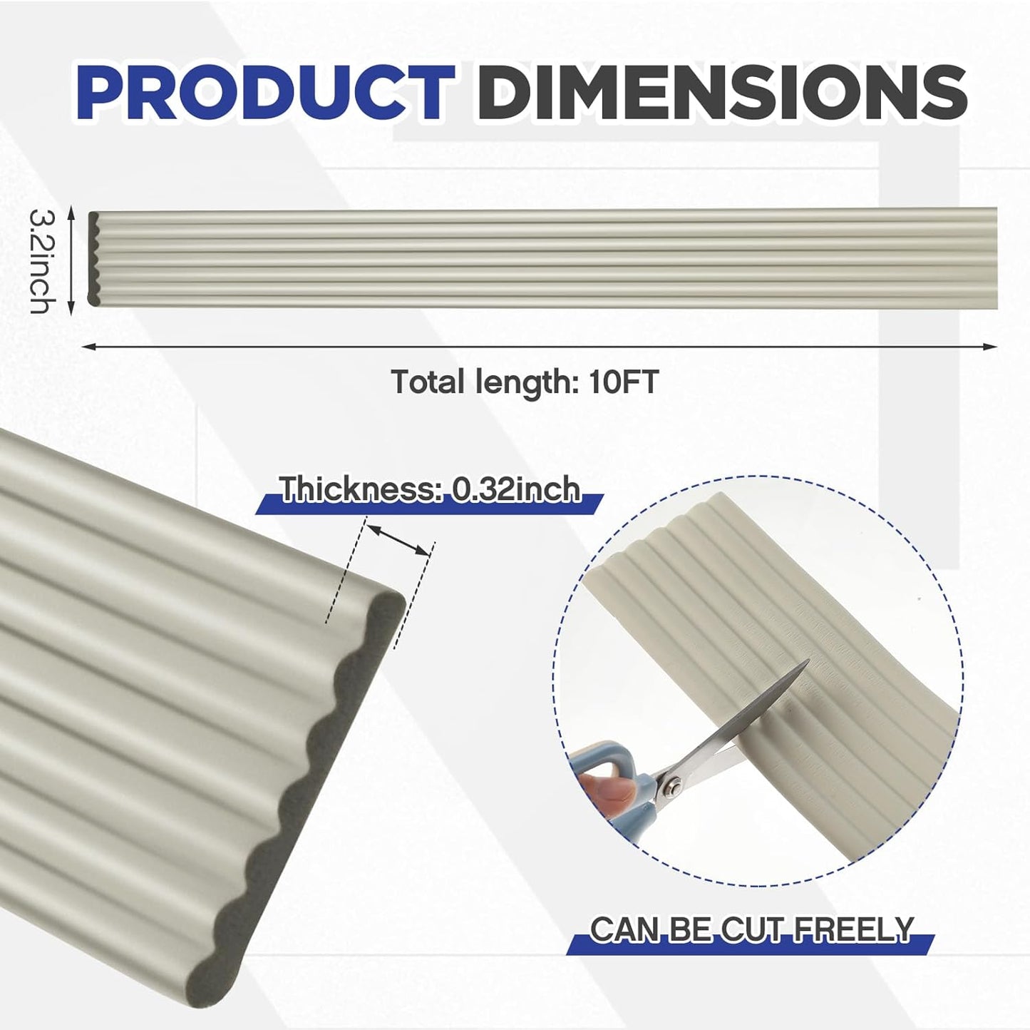 Garage Wall Protector 3.15in x 10ft Self-Adhesive Rubber Bumper Protectors Strip for Car SUV Doors Waterproof Anti-Scratch Wall Bumper Guard for Garage Car(Gray)