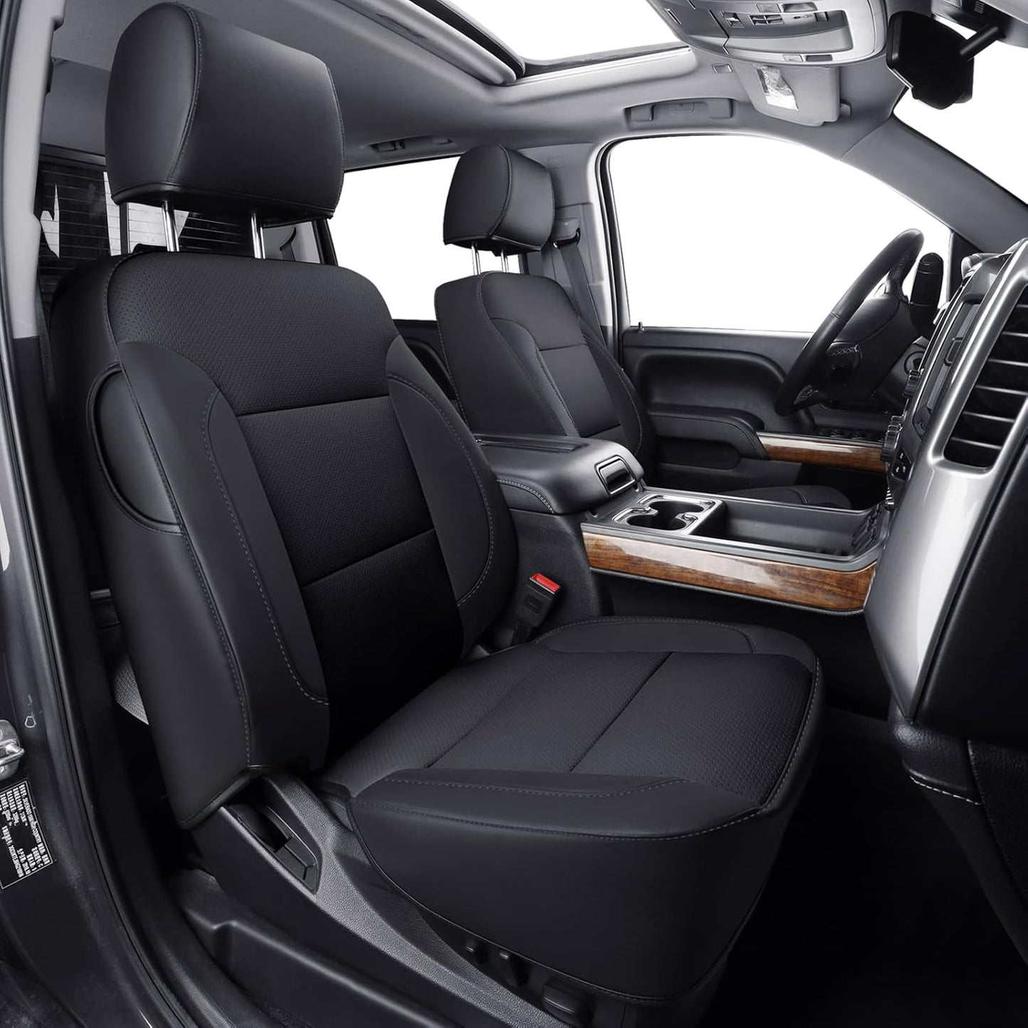 LUCKYMAN CLUB Custom Fit Seat Covers for 2014-2018 Chevy Silverado Sierra 1500 Extended Cab, 2015-2019 Silverado Sierra 2500 3500 Extended Cab (Black)