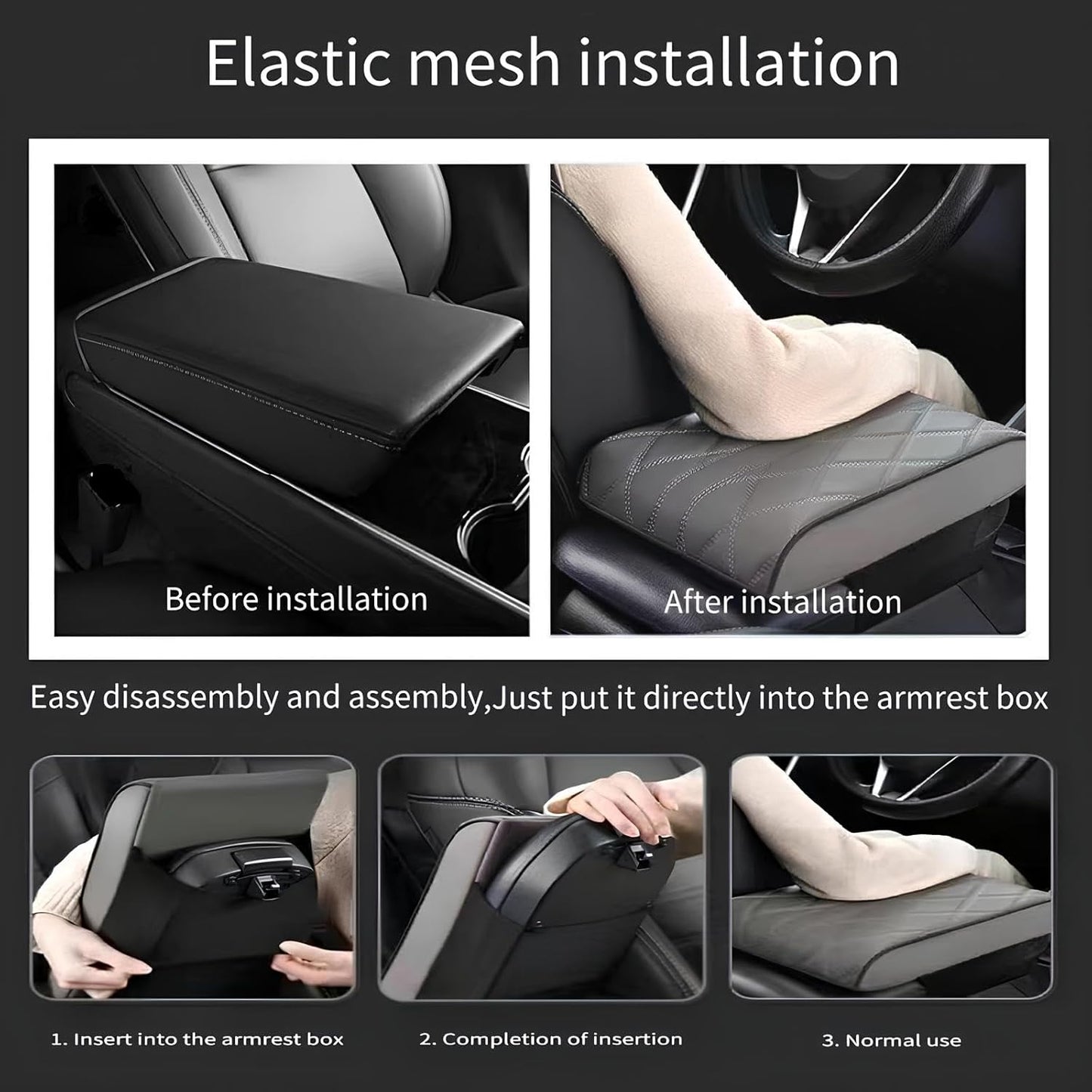 Leather Car Armrest Box Mat - 2023 New Waterproof Car Center Console Cover Mat, Universal Armrest Mat, Leather Car Armrest Cover for SUV/Truck/Vehicle (B-Coffee)