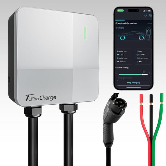 Level 2 EV Charger 48 Amp - Smart EV Charger for Home Level 2 Hardwired, 240V Electric Vehicle Charging Stations 11.5kW, 25ft Cord, Outdoor/Indoor